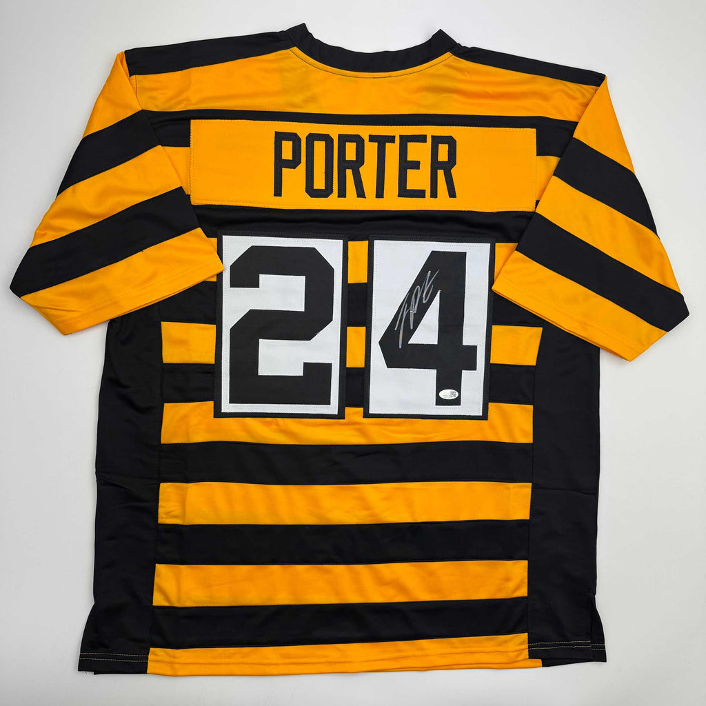 autographed-signed-joey-porter-jr-pittsburgh-bumble-bee-football-jersey-jsa-coa