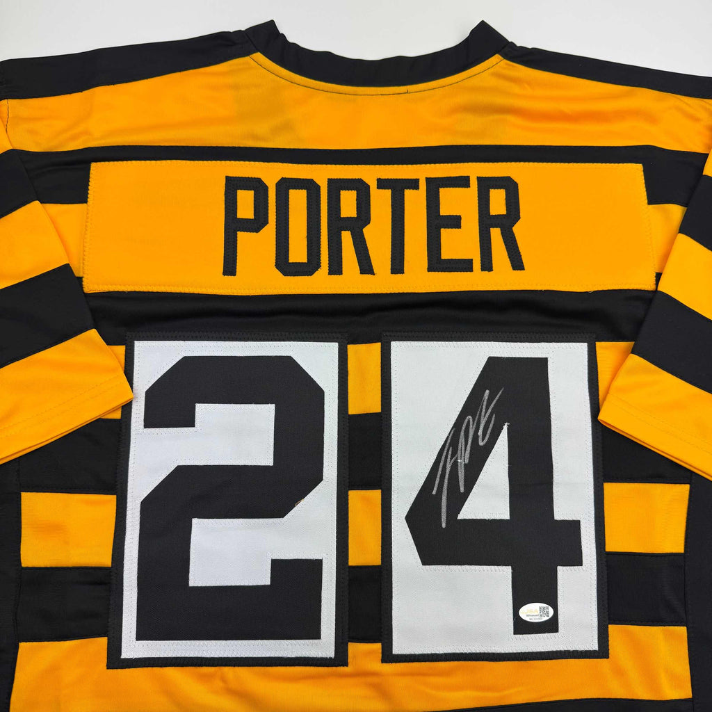 autographed-signed-joey-porter-jr-pittsburgh-bumble-bee-football-jersey-jsa-coa