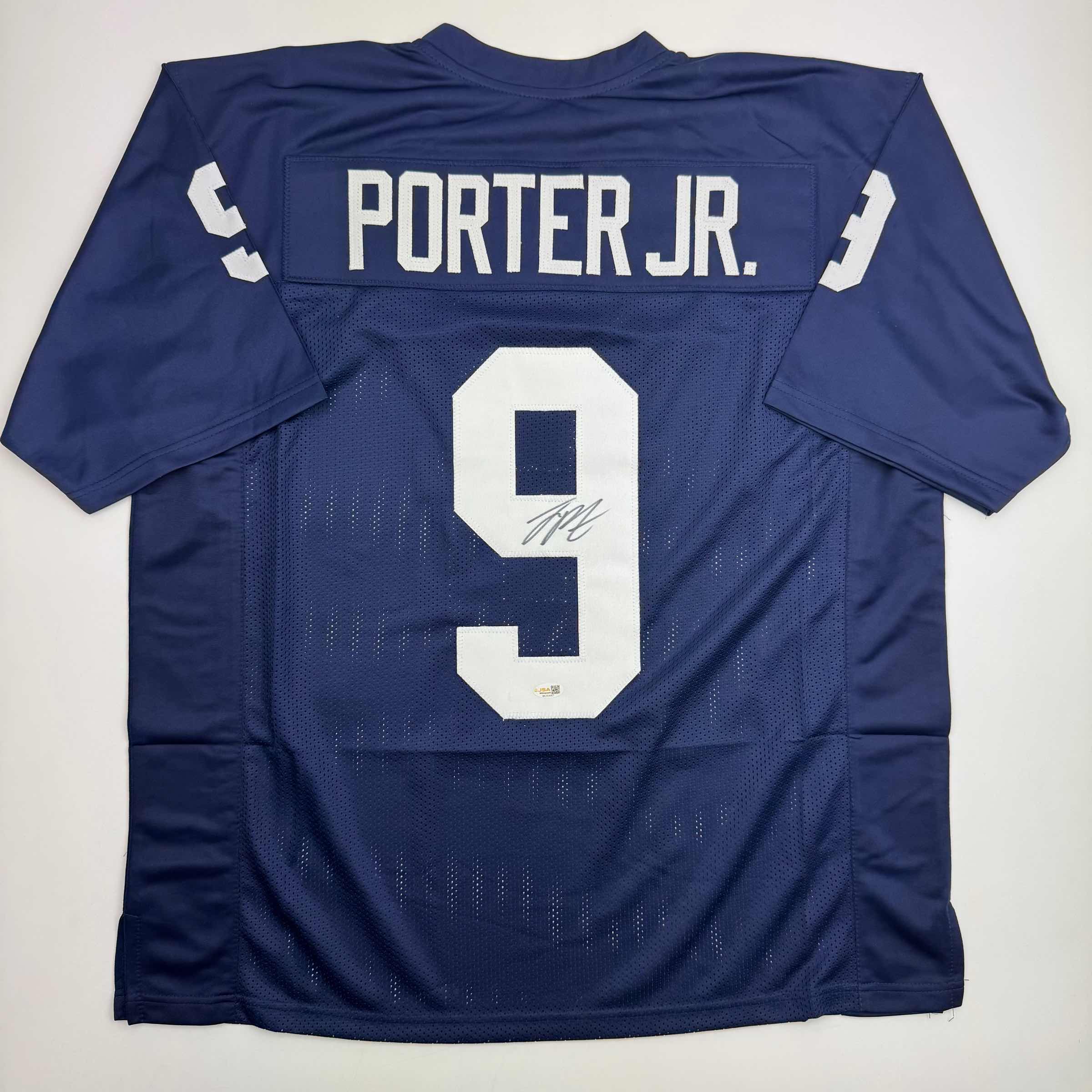 autographed-signed-joey-porter-jr-penn-state-blue-college-football-jersey-beckett-bas-coa