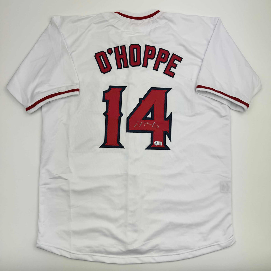 autographed-signed-logan-ohoppe-los-angeles-la-anaheim-white-baseball-jersey-beckett-bas-coa