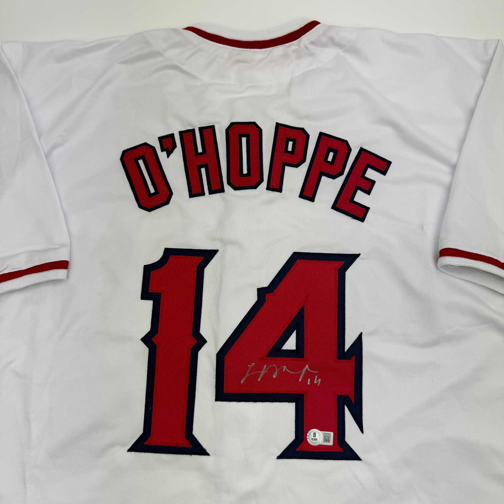 autographed-signed-logan-ohoppe-los-angeles-la-anaheim-white-baseball-jersey-beckett-bas-coa