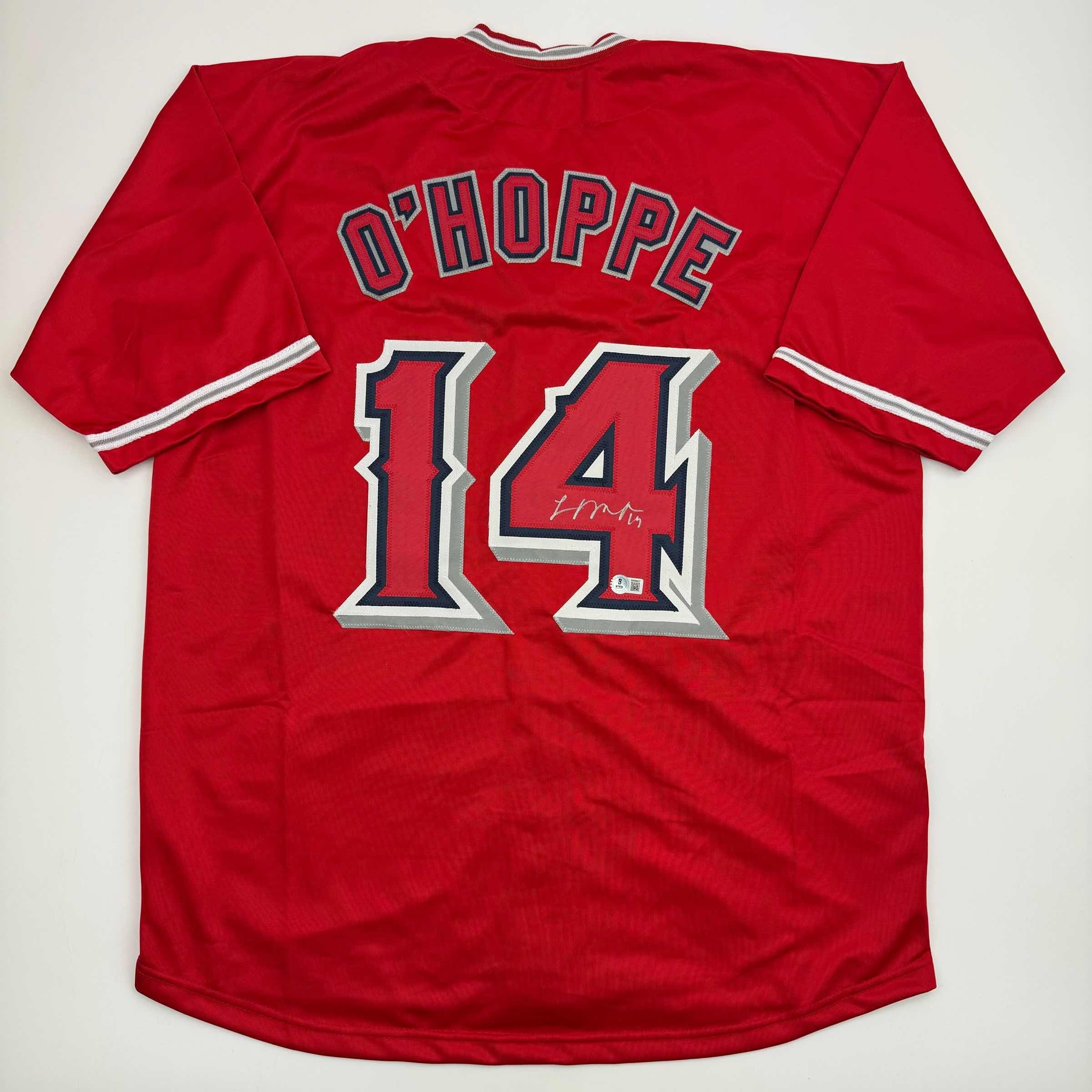 autographed-signed-logan-ohoppe-los-angeles-la-anaheim-red-baseball-jersey-beckett-bas-coa