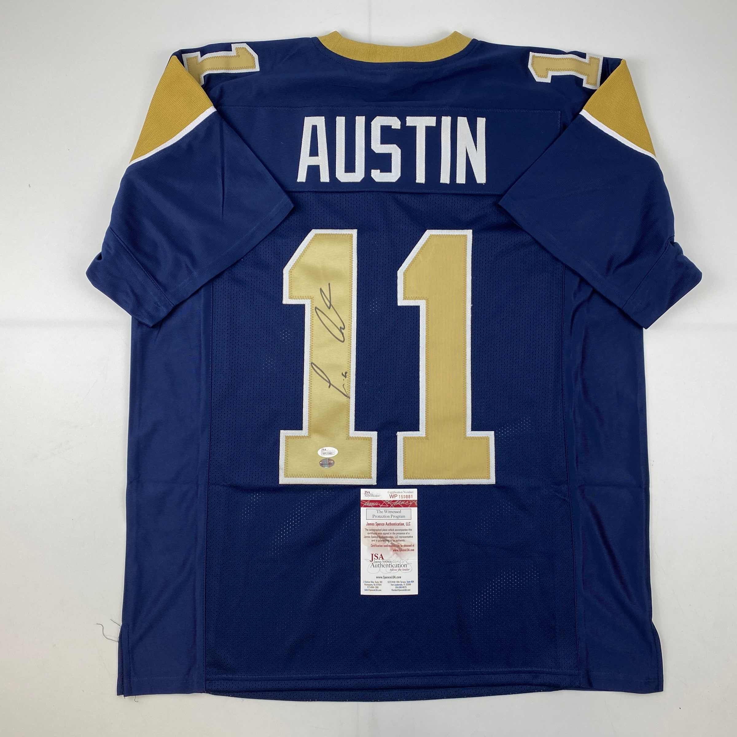 autographed-signed-tavon-austin-st-louis-blue-football-jersey-jsa-coa