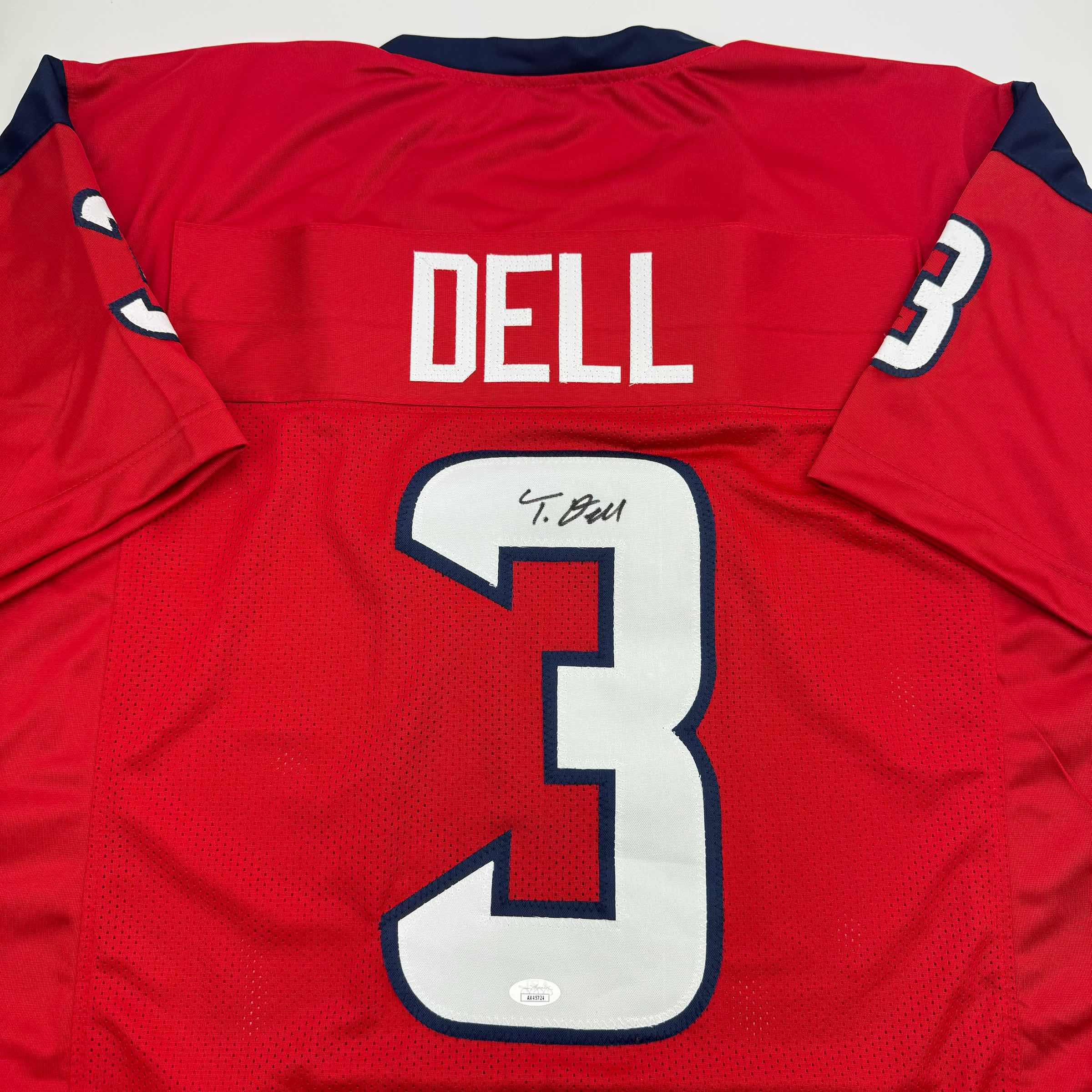 autographed-signed-tank-dell-houston-red-football-jersey-beckett-bas-coa