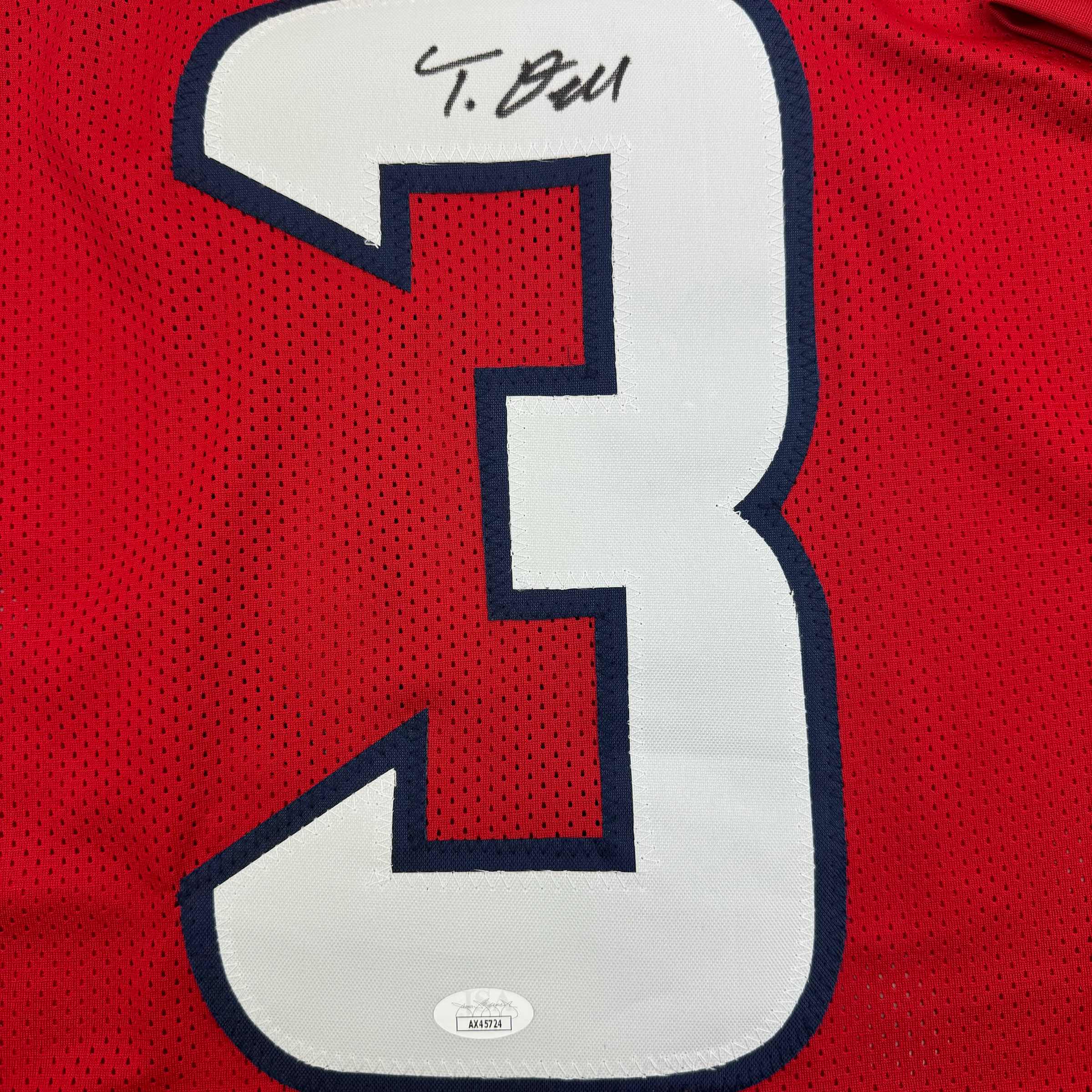 autographed-signed-tank-dell-houston-red-football-jersey-beckett-bas-coa