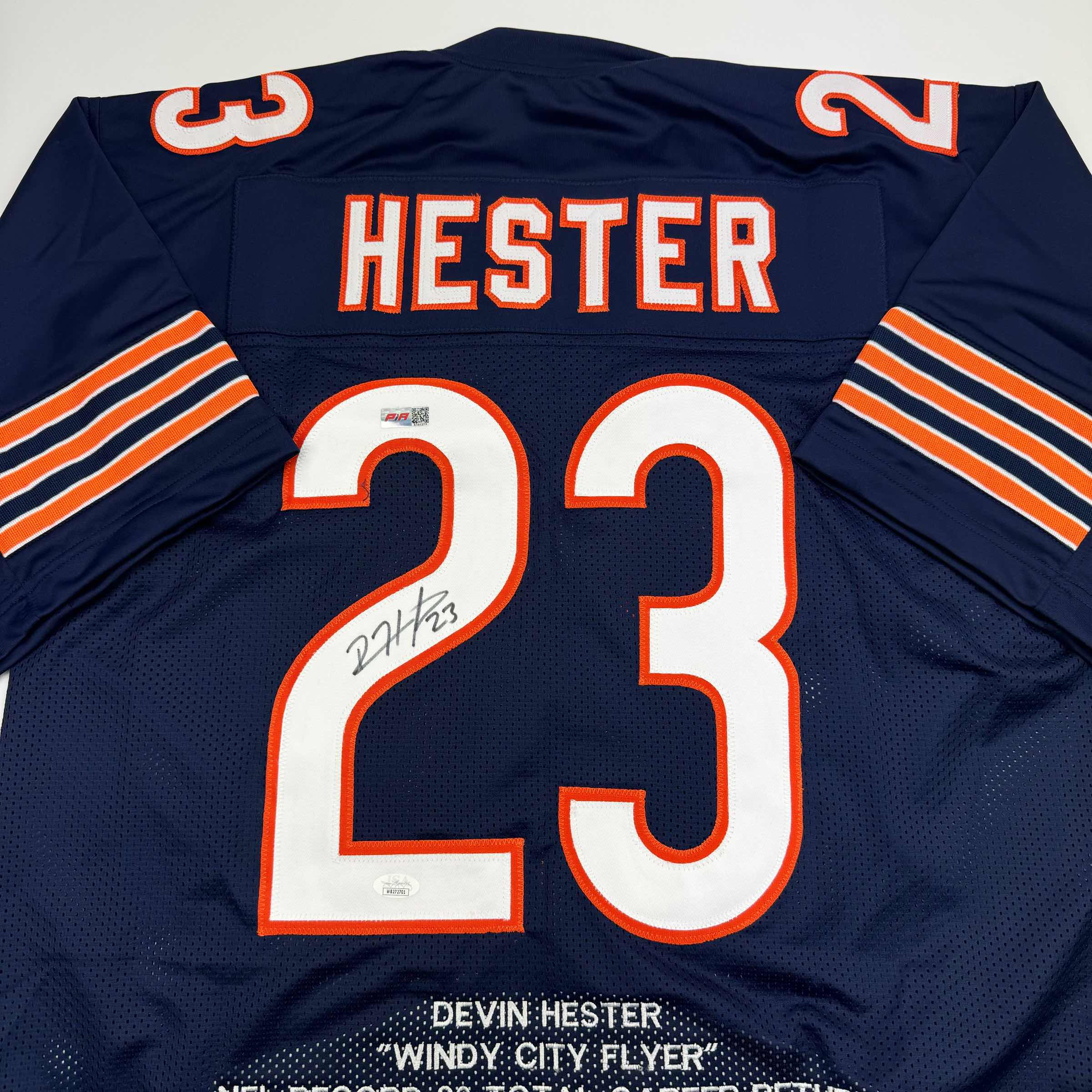 autographed-signed-devin-hester-chicago-blue-stat-football-jersey-jsa-coa