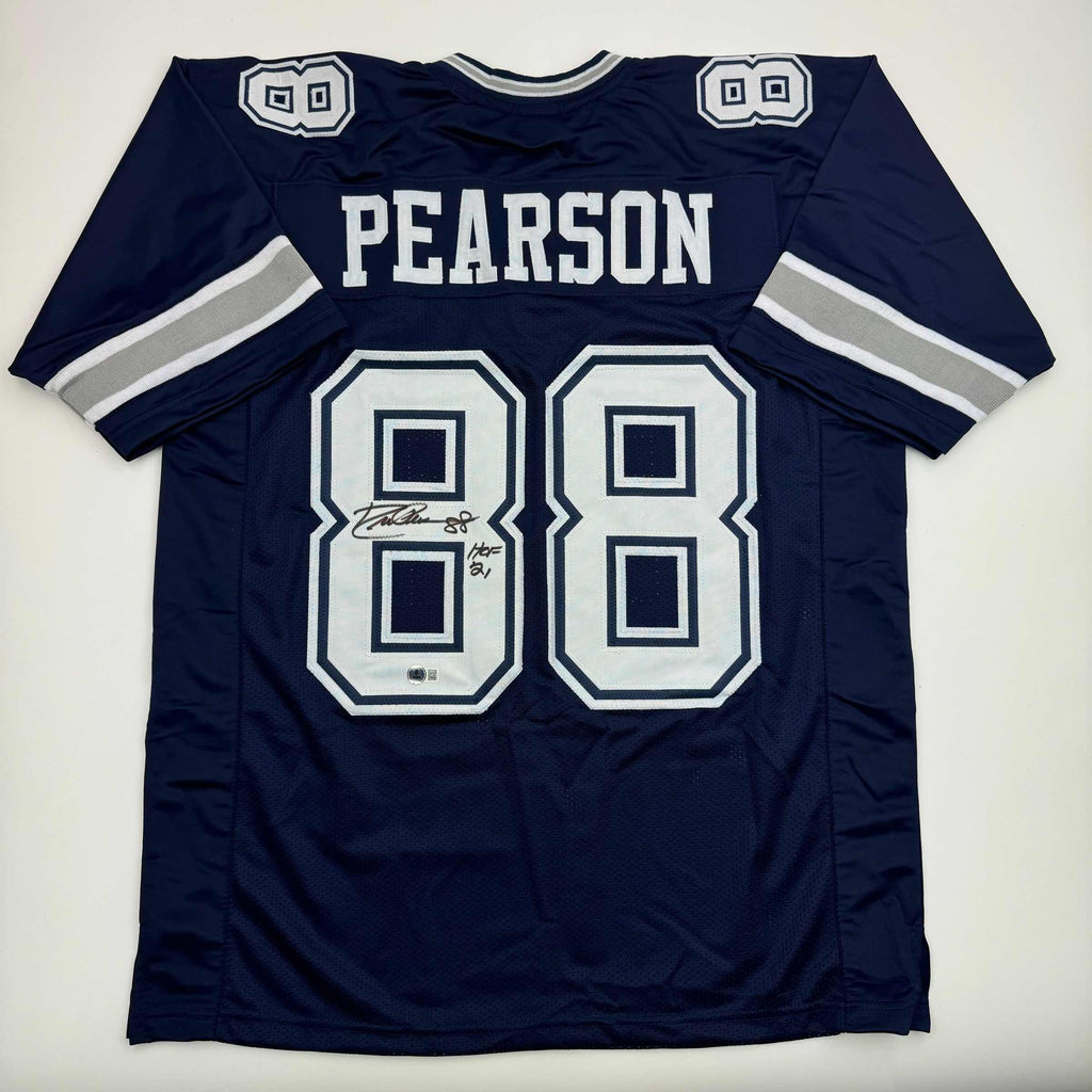 autographed-signed-drew-pearson-dallas-navy-football-jersey-beckett-bas-coa