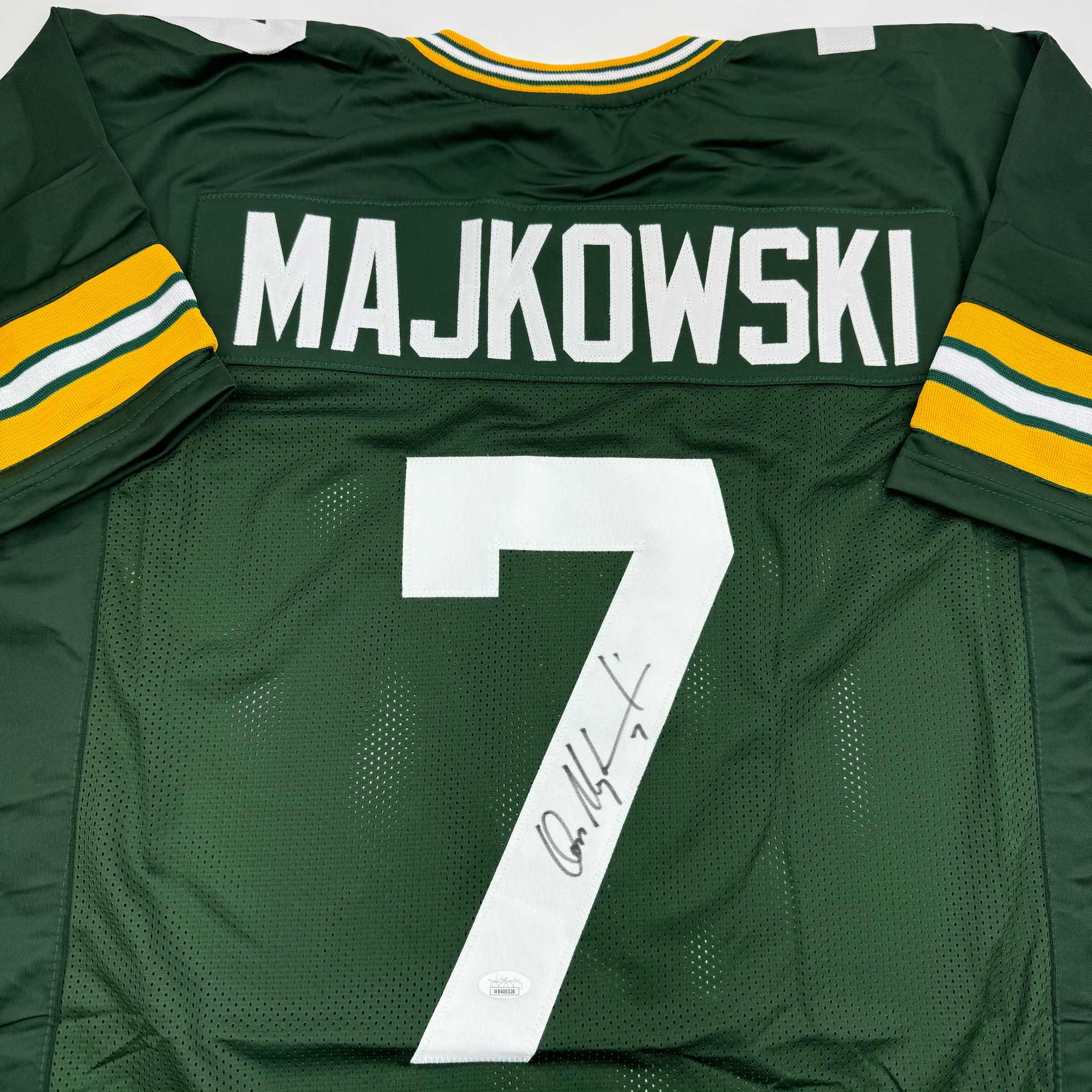 autographed-signed-don-majkowski-green-bay-green-football-jersey-jsa-coa