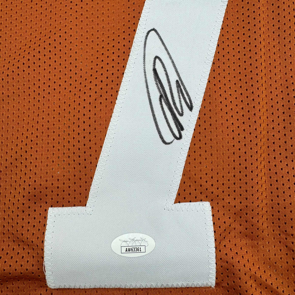 autographed-signed-isaiah-bond-texas-orange-college-football-jersey-jsa-coa