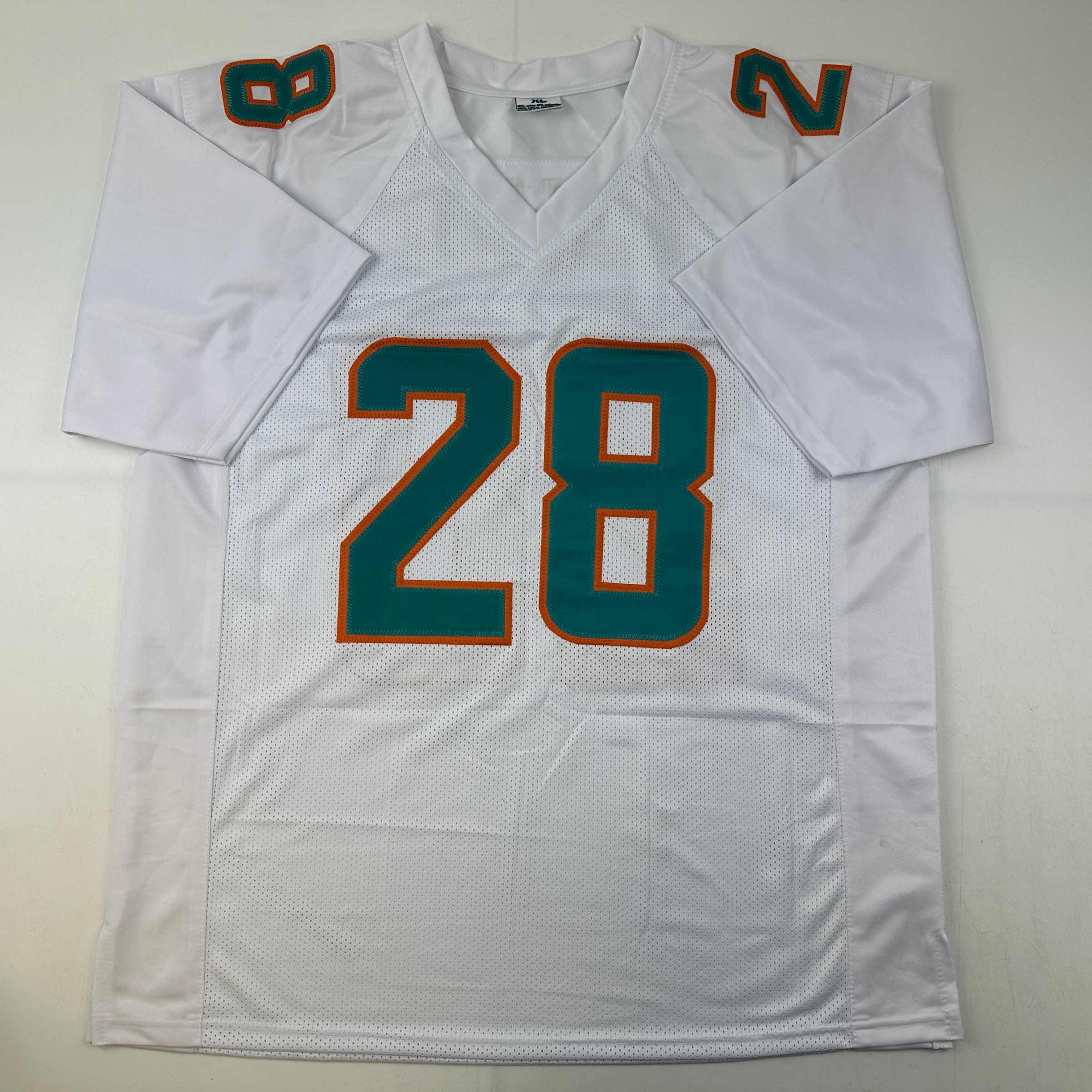 autographed-signed-devon-devon-achane-miami-white-football-jersey-beckett-bas-coa