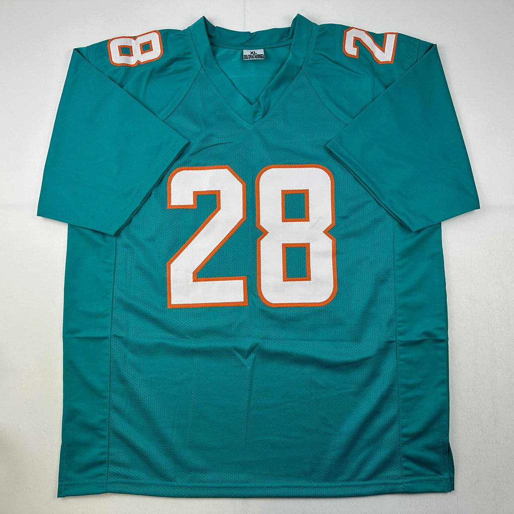 autographed-signed-devon-devon-achane-miami-teal-football-jersey-beckett-bas-coa