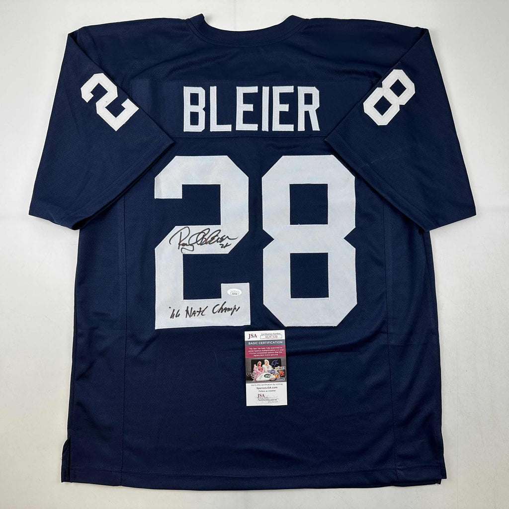 autographed-signed-rocky-bleier-66-natl-champs-notre-dame-blue-college-football-jersey-jsa-coa