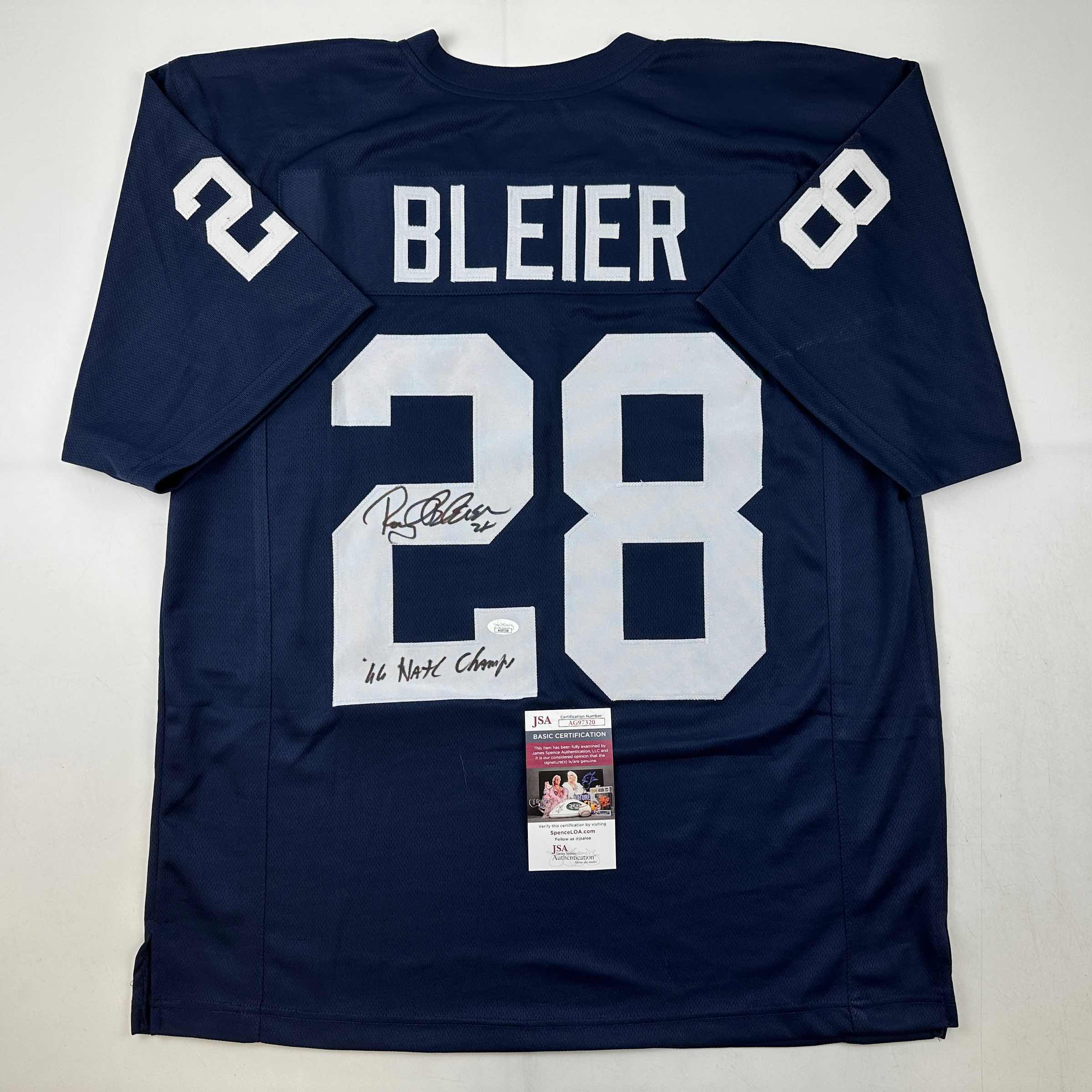 autographed-signed-rocky-bleier-66-natl-champs-notre-dame-blue-college-football-jersey-jsa-coa