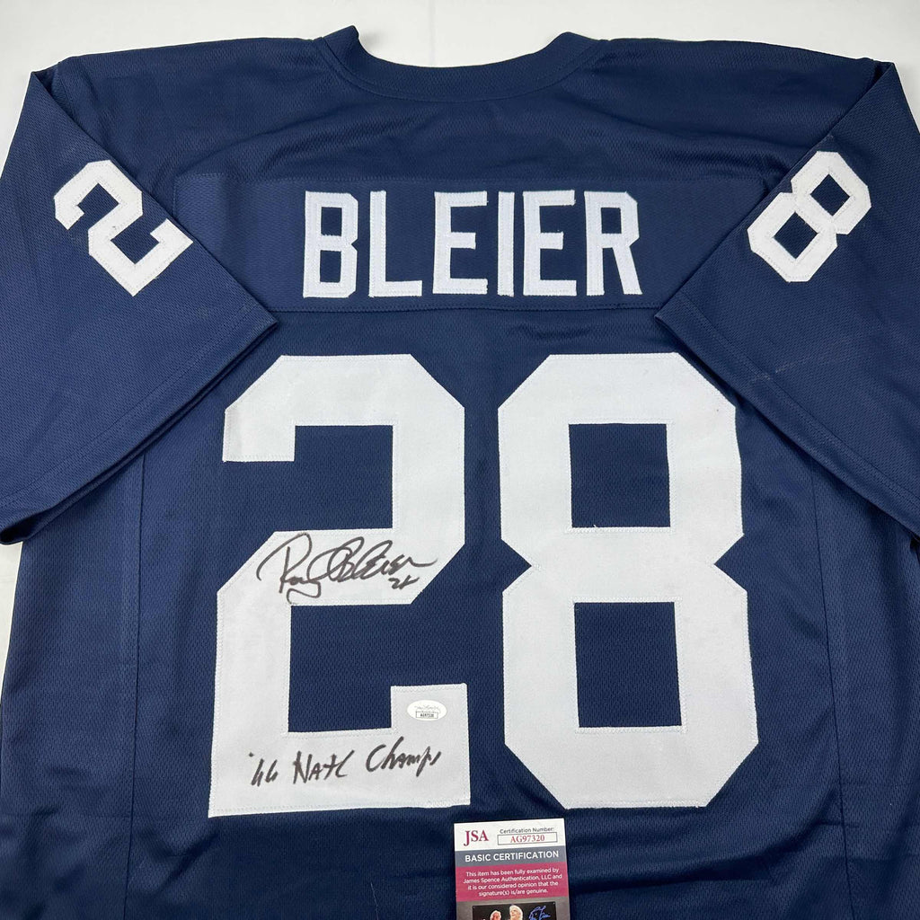 autographed-signed-rocky-bleier-66-natl-champs-notre-dame-blue-college-football-jersey-jsa-coa