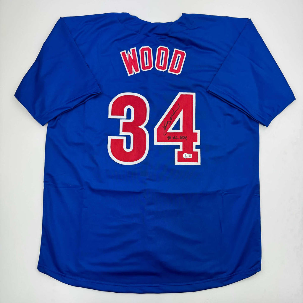 autographed-signed-kerry-wood-98-roy-chicago-blue-baseball-jersey-beckett-bas-coa
