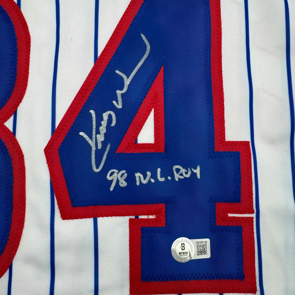 autographed-signed-kerry-wood-98-roy-chicago-pinstripe-baseball-jersey-beckett-bas-coa