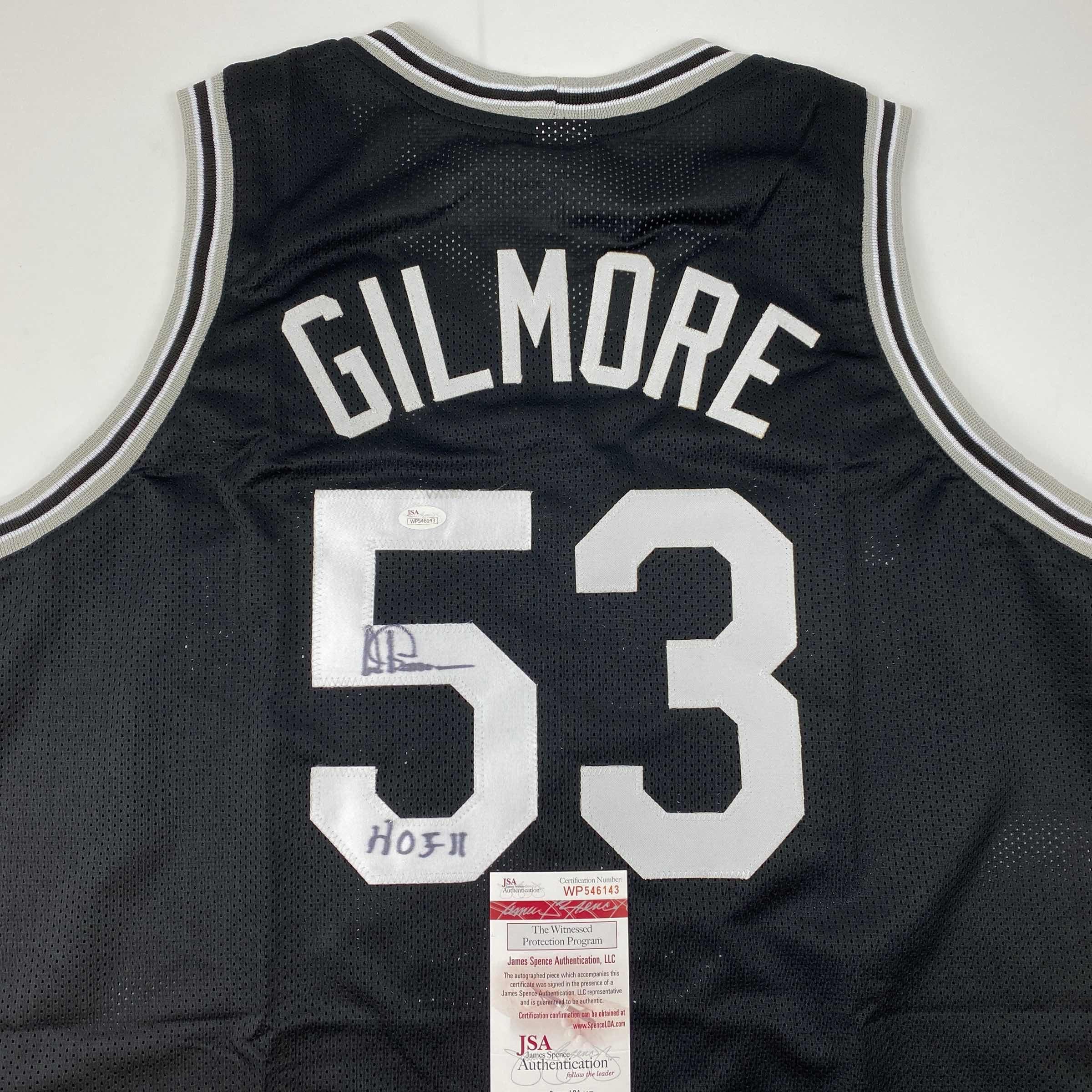 autographed-signed-artis-gilmore-hof-11-san-antonio-black-basketball-jersey-jsa-coa