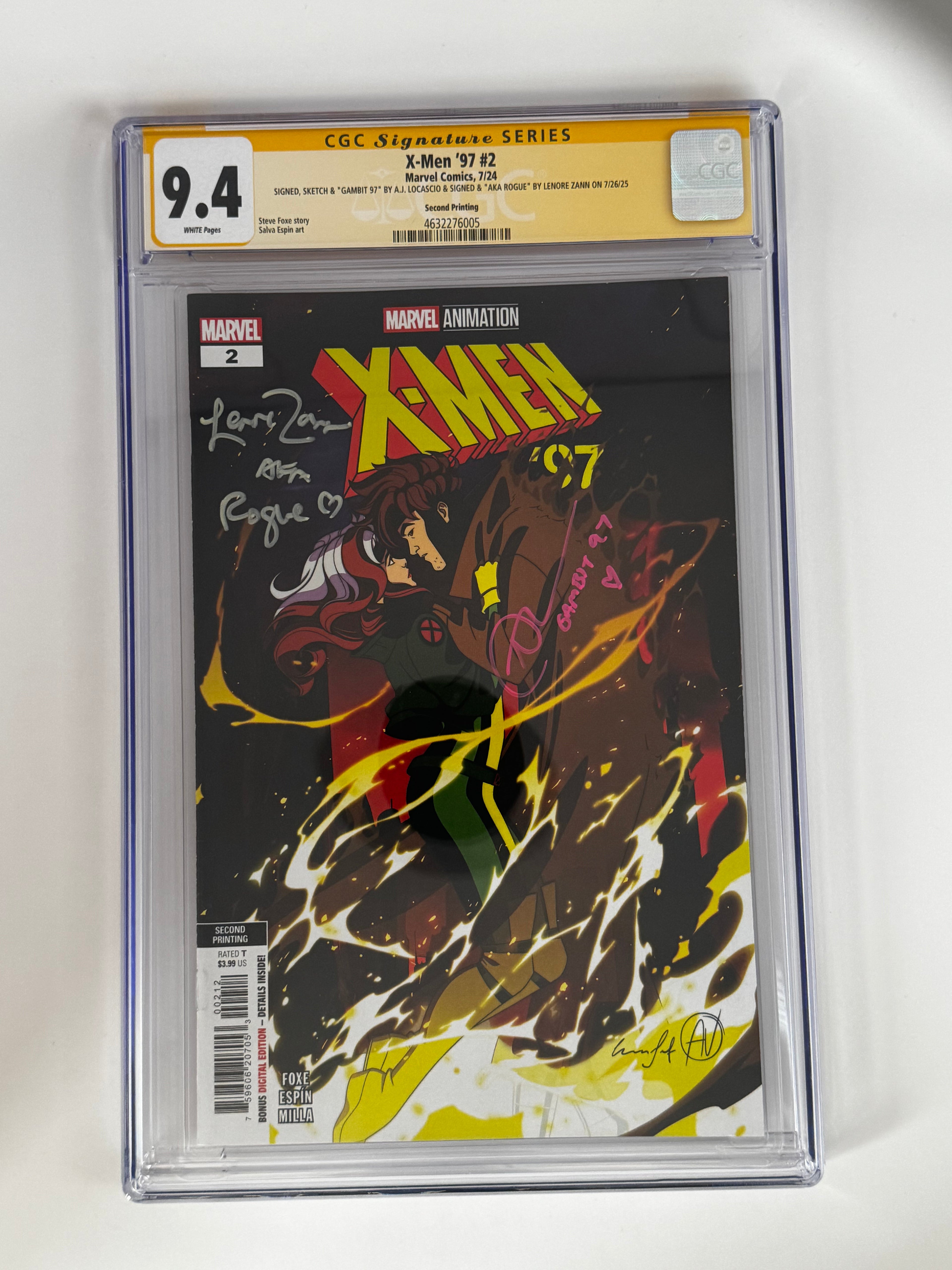 double-signed-lenore-zann-aj-locascio-x-men-97-2-cgc-9-4-yellow-label-2nd-ptg-steve-espin-var