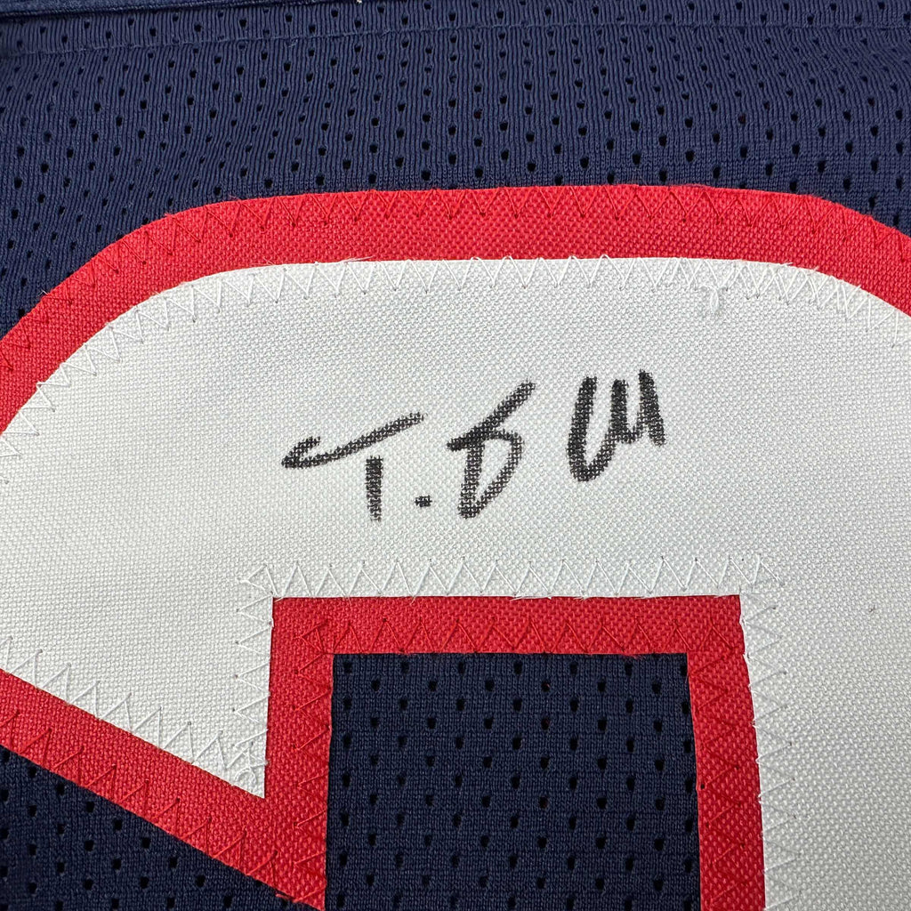 autographed-signed-tank-dell-houston-blue-football-jersey-beckett-bas-coa