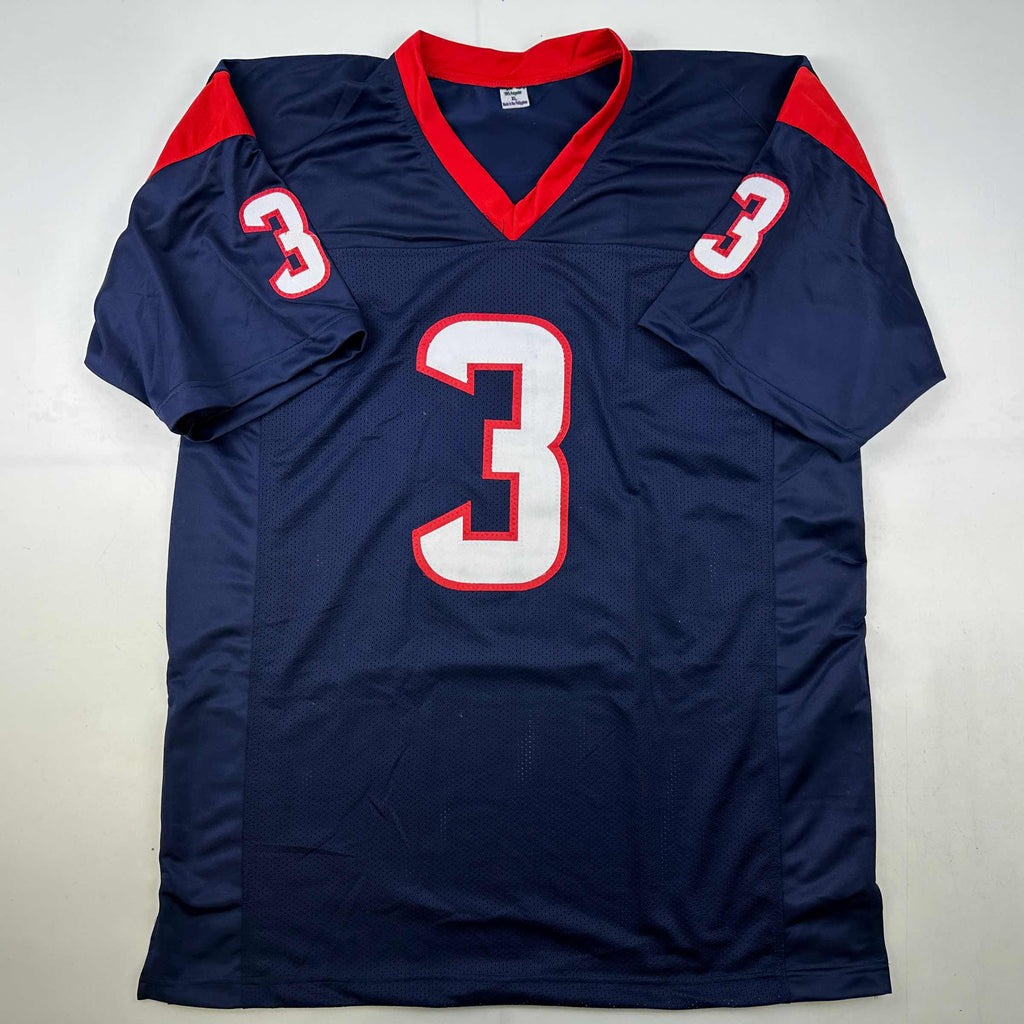 autographed-signed-tank-dell-houston-blue-football-jersey-beckett-bas-coa