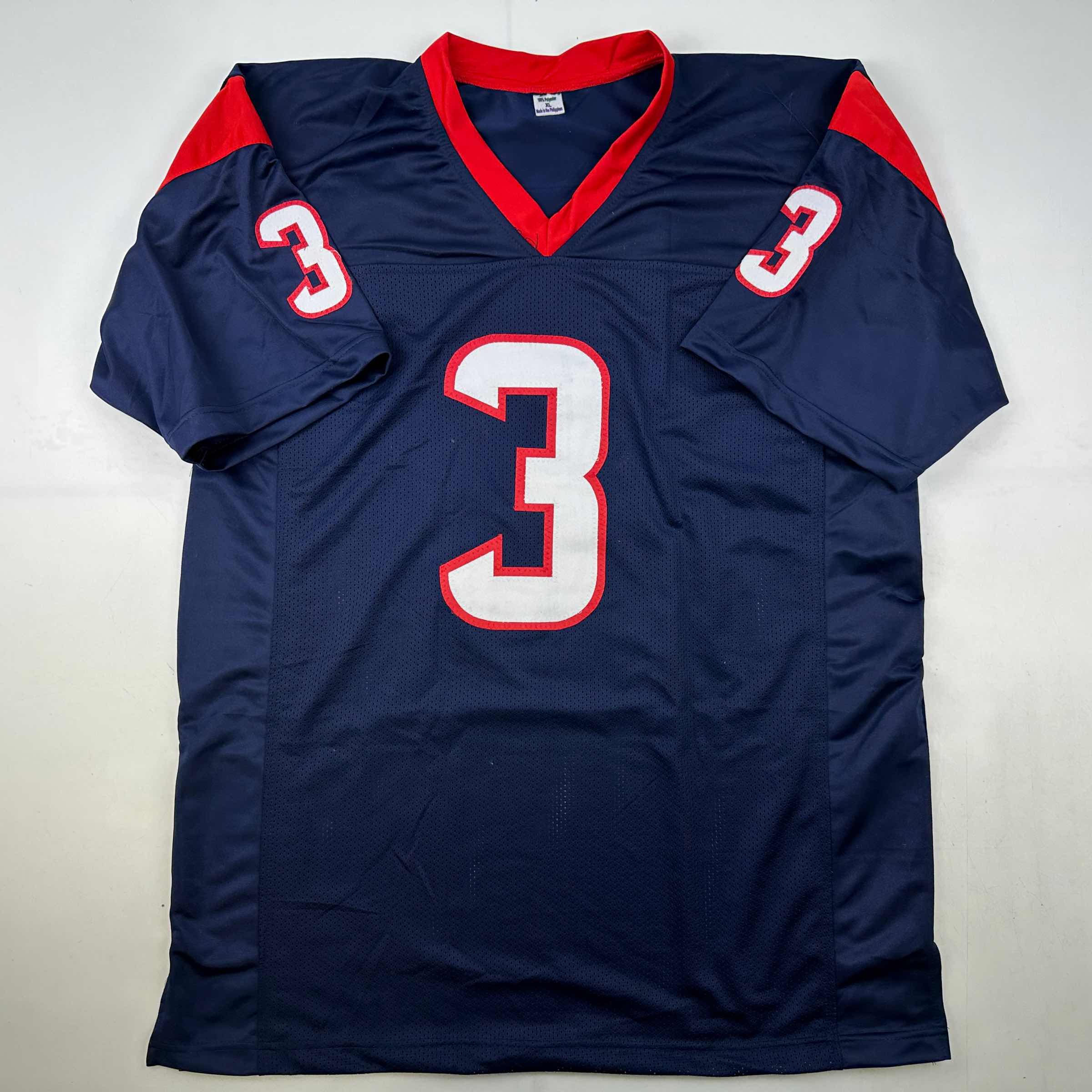 autographed-signed-tank-dell-houston-blue-football-jersey-beckett-bas-coa
