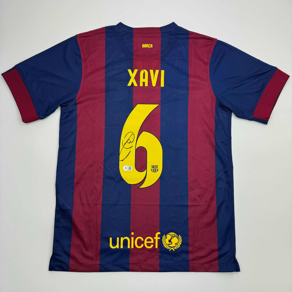 autographed-signed-xavi-fc-barcelona-blue-soccer-jersey-beckett-bas-coa