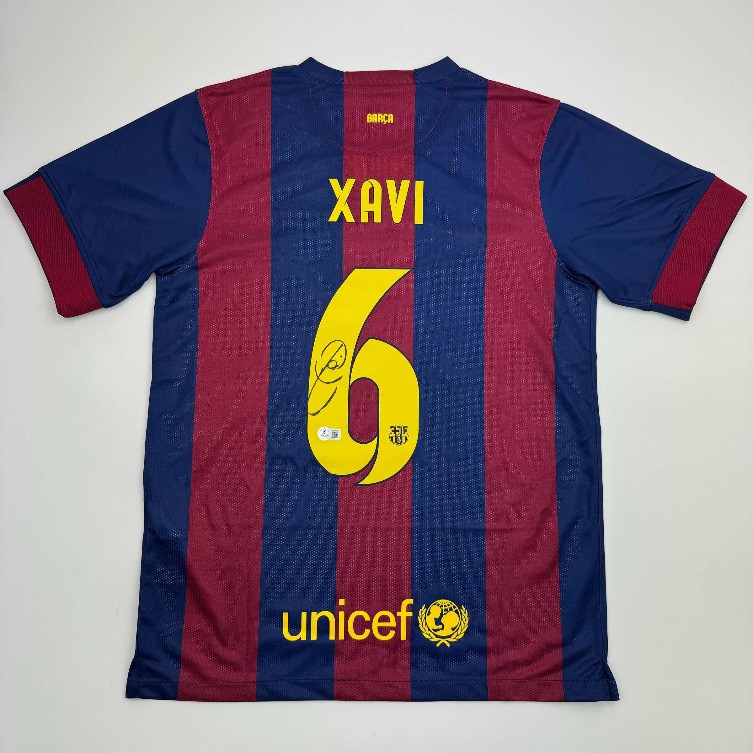 autographed-signed-xavi-fc-barcelona-blue-soccer-jersey-beckett-bas-coa