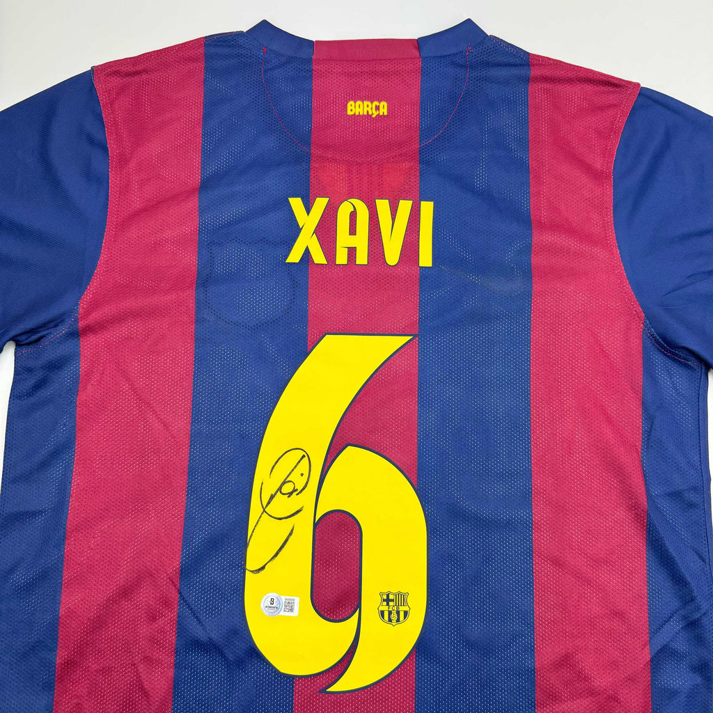 autographed-signed-xavi-fc-barcelona-blue-soccer-jersey-beckett-bas-coa