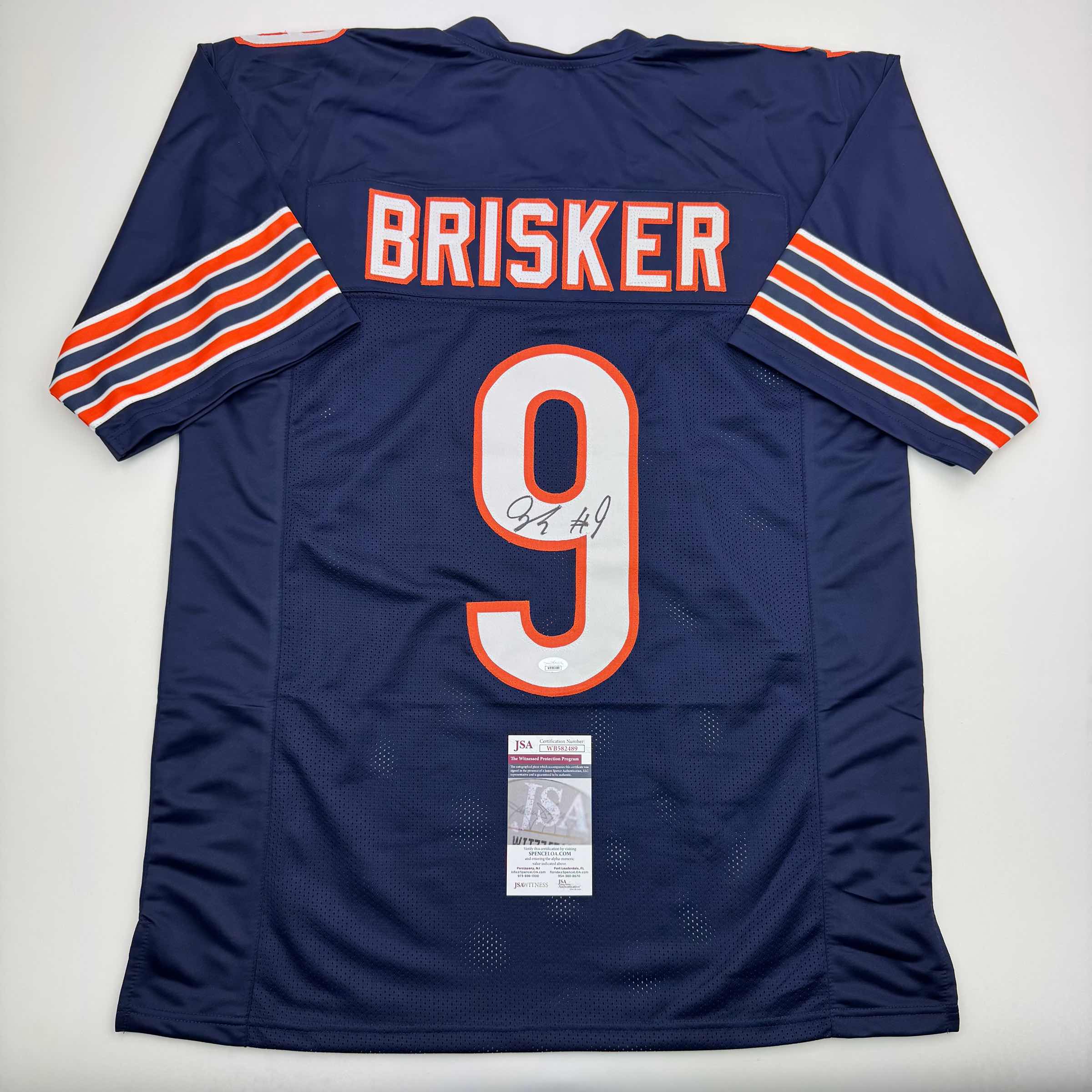 autographed-signed-jaquan-brisker-chicago-blue-football-jersey-jsa-coa
