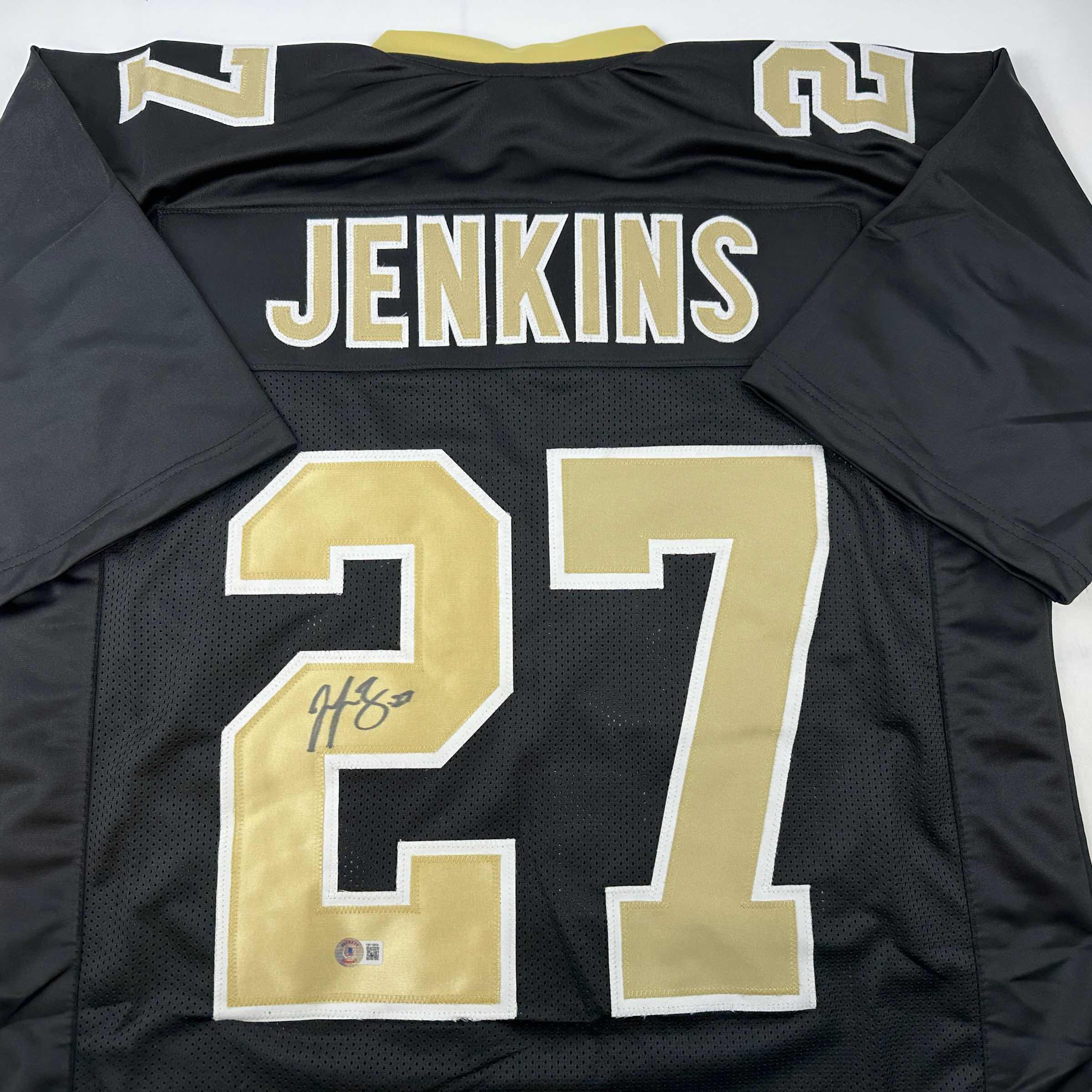 autographed-signed-malcolm-jenkins-new-orleans-black-football-jersey-beckett-bas-coa