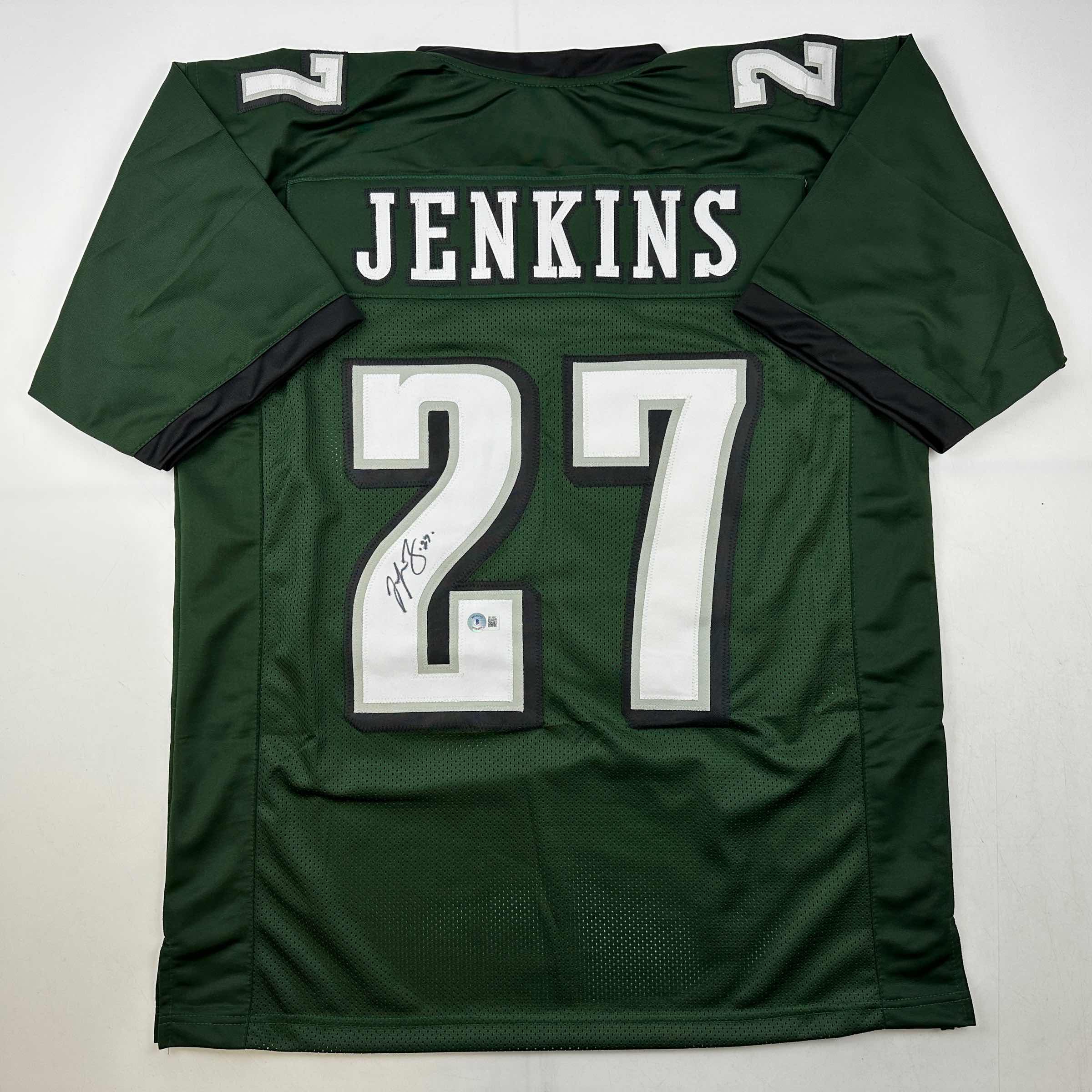 autographed-signed-malcolm-jenkins-philadelphia-green-football-jersey-beckett-bas-coa