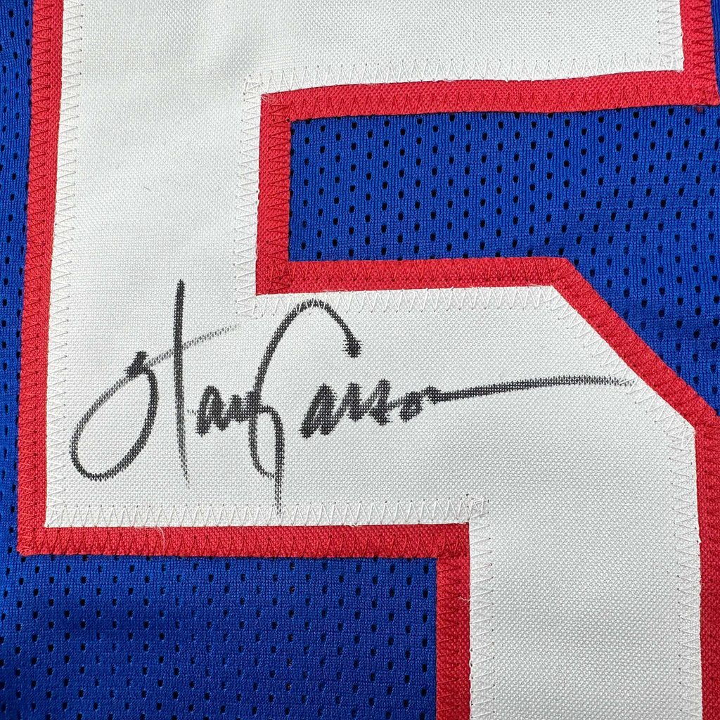 autographed-signed-harry-carson-new-york-blue-football-jersey-beckett-bas-coa