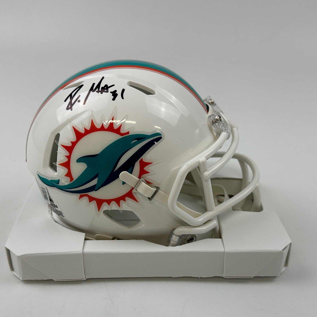 autographed-signed-raheem-mostert-miami-dolphins-mini-football-helmet-beckett-bas-coa