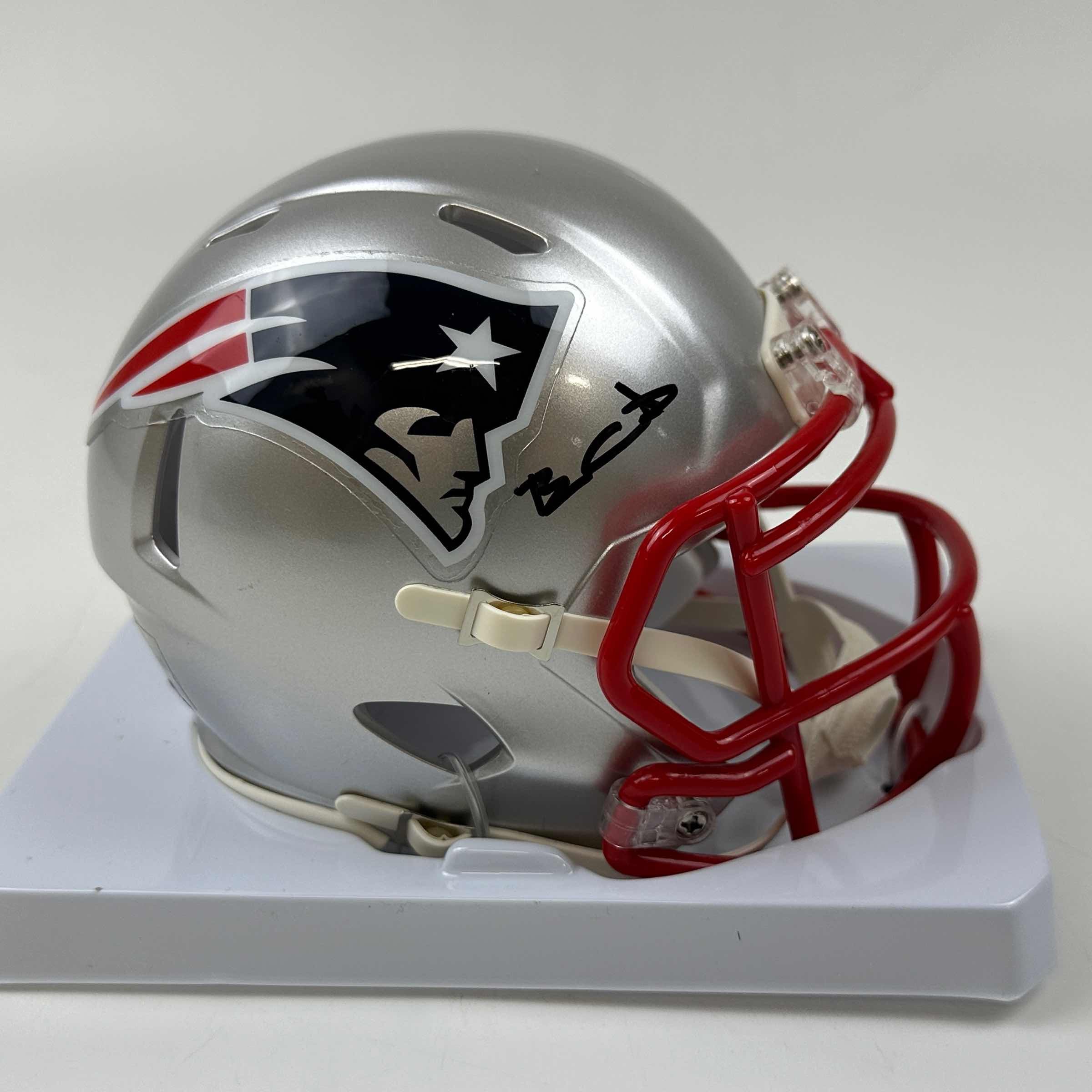 autographed-signed-ben-coates-new-england-patriots-mini-football-helmet-beckett-bas-coa