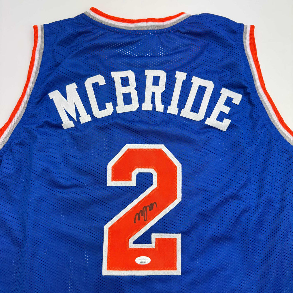autographed-signed-miles-deuce-mcbride-new-york-blue-basketball-jersey-jsa-coa