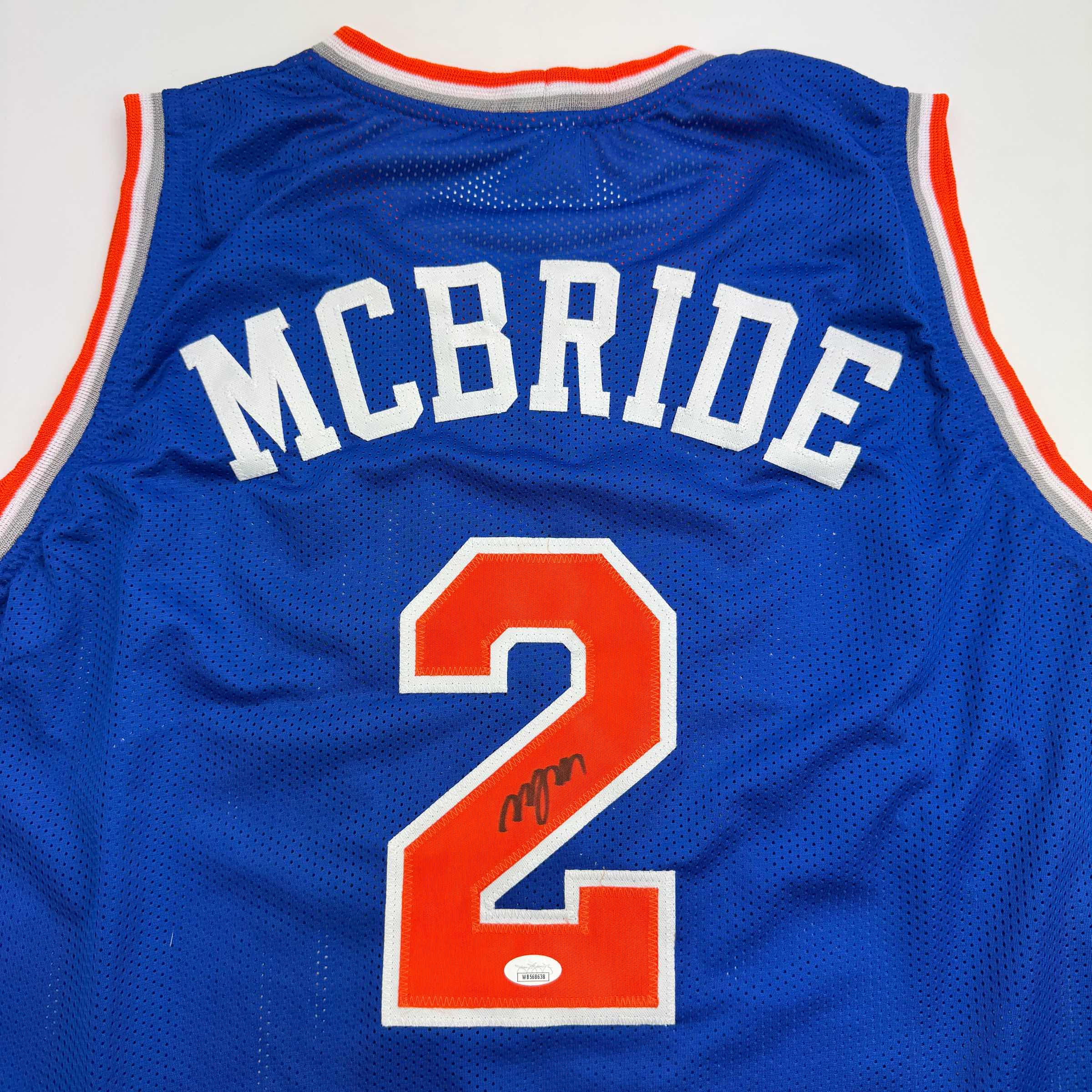 autographed-signed-miles-deuce-mcbride-new-york-blue-basketball-jersey-jsa-coa