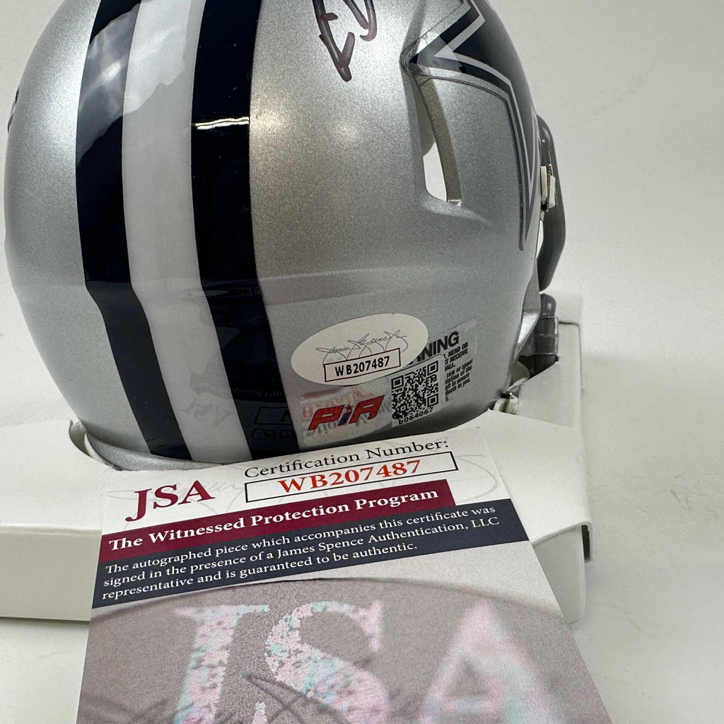 autographed-signed-rico-dowdle-dallas-cowboys-mini-football-helmet-jsa-coa
