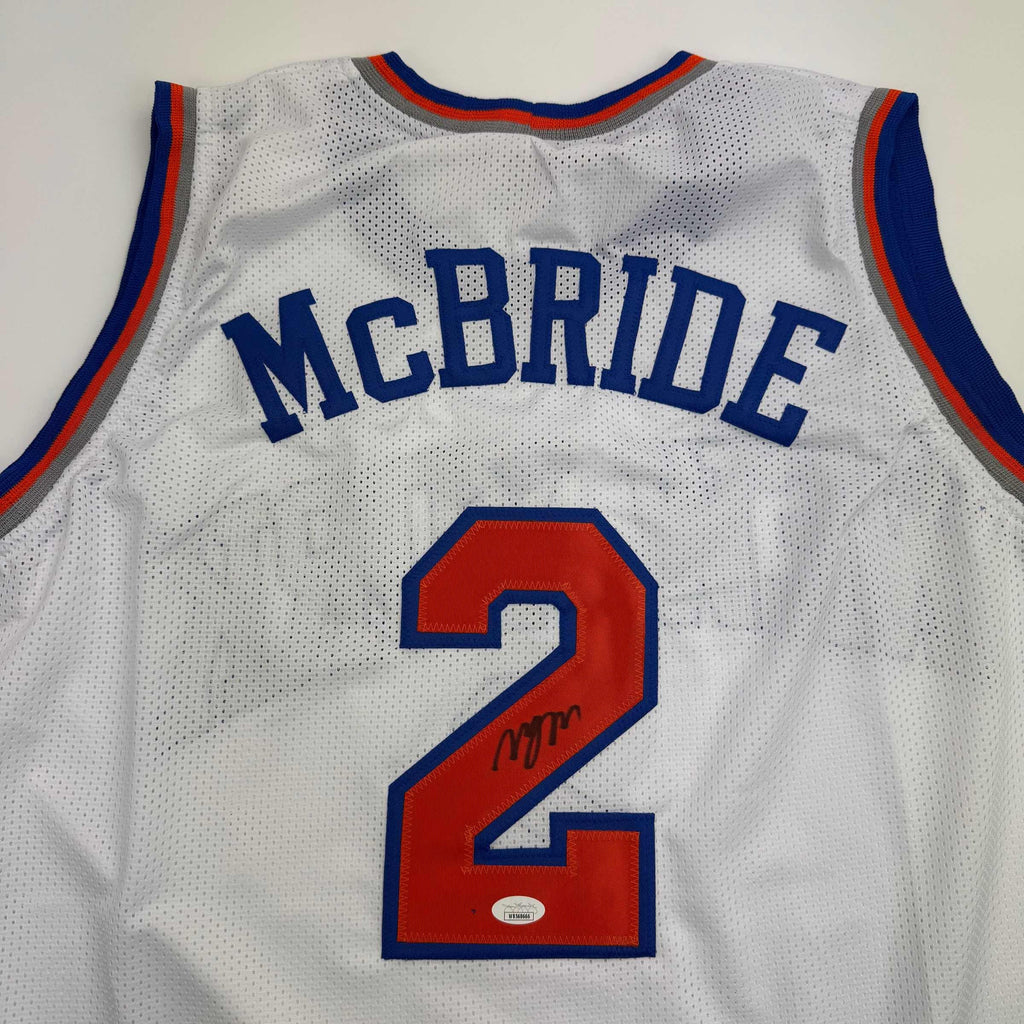 autographed-signed-miles-deuce-mcbride-new-york-white-basketball-jersey-jsa-coa