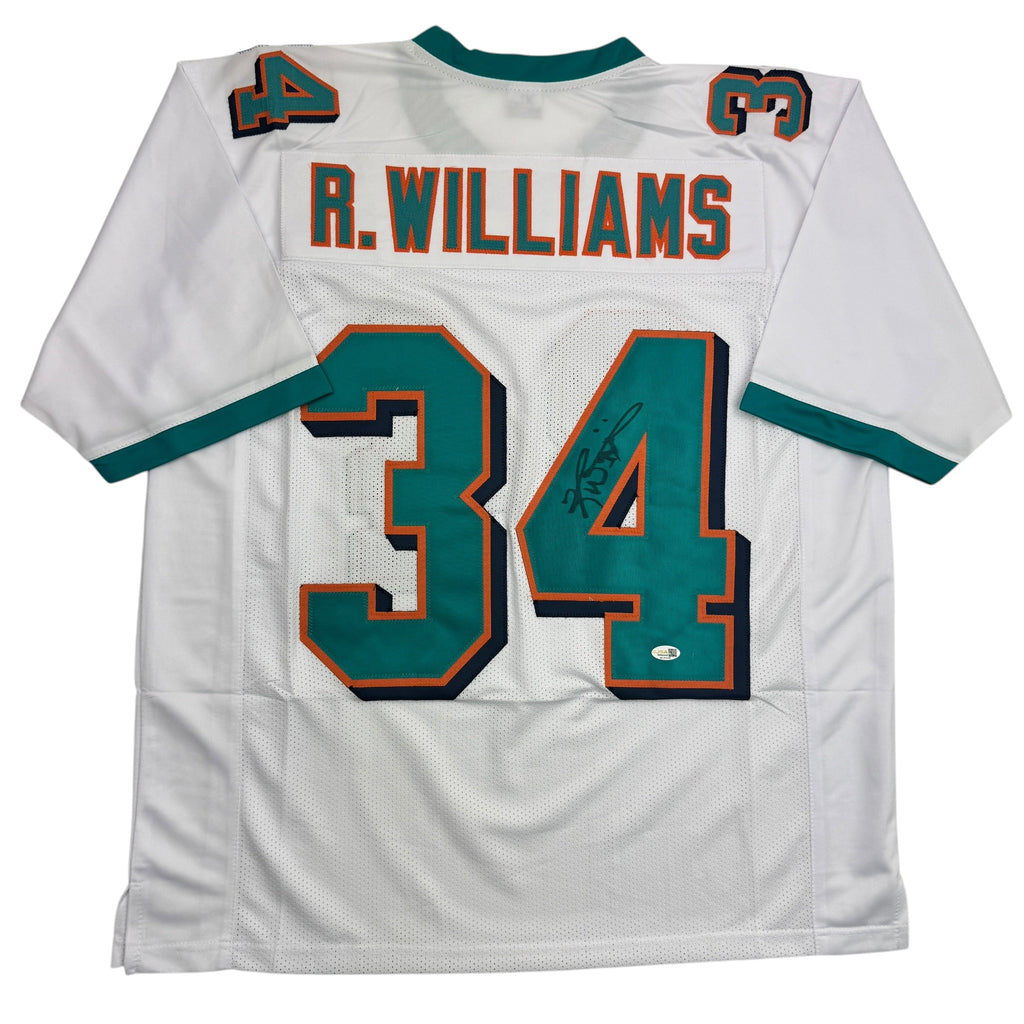 autographed-signed-ricky-williams-miami-white-football-jersey-jsa-coa
