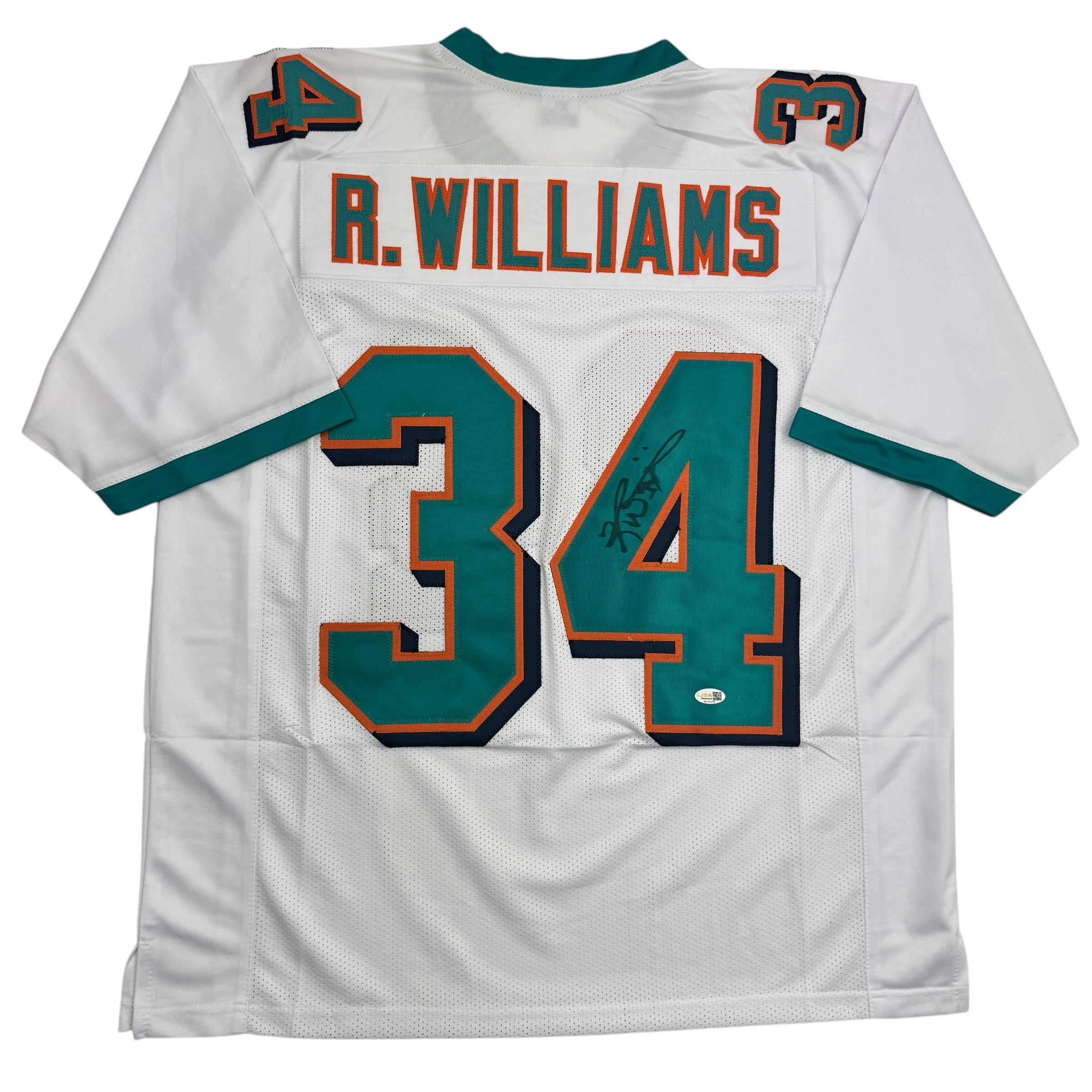 autographed-signed-ricky-williams-miami-white-football-jersey-jsa-coa
