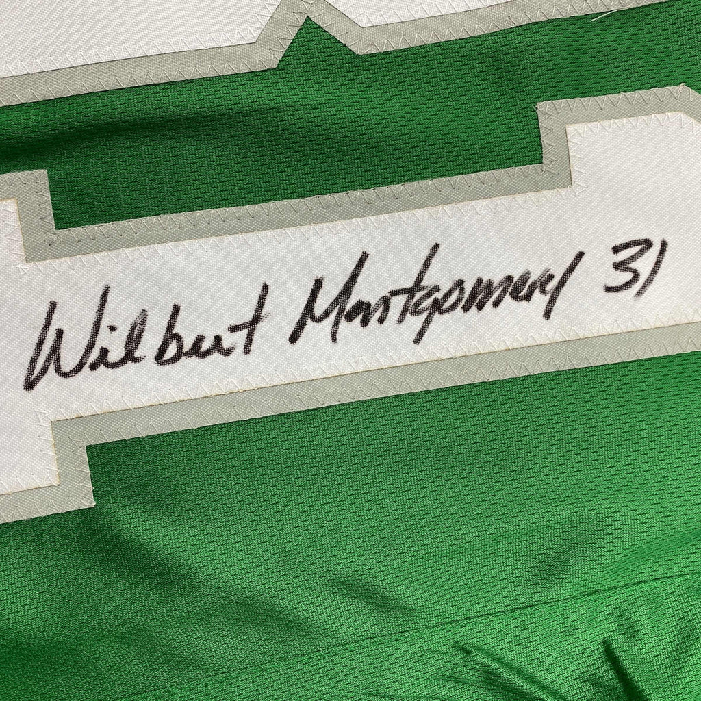 autographed-signed-wilbert-montgomery-philadelphia-green-football-jersey-jsa-coa