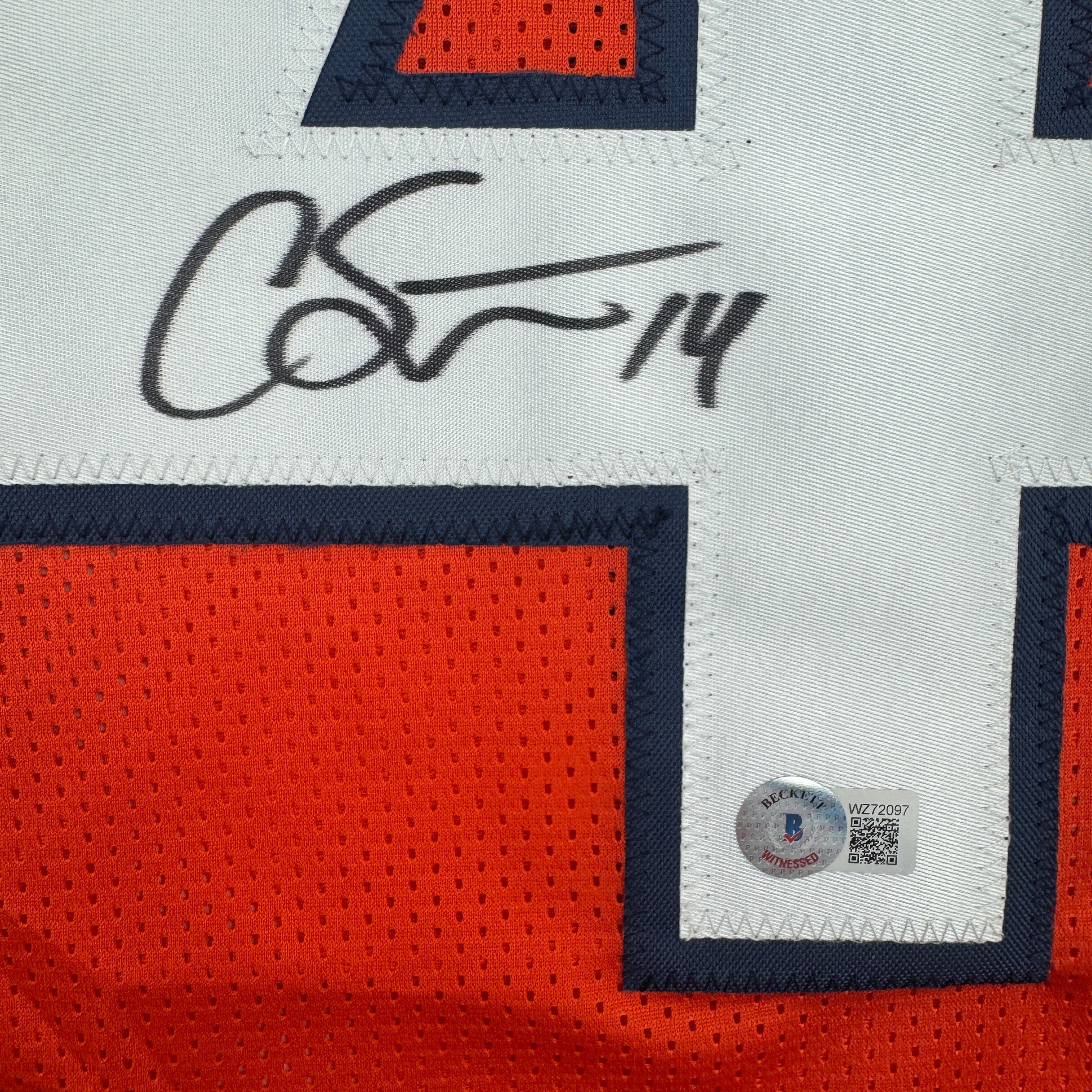 autographed-signed-courtland-sutton-denver-orange-football-jersey-jsa-coa