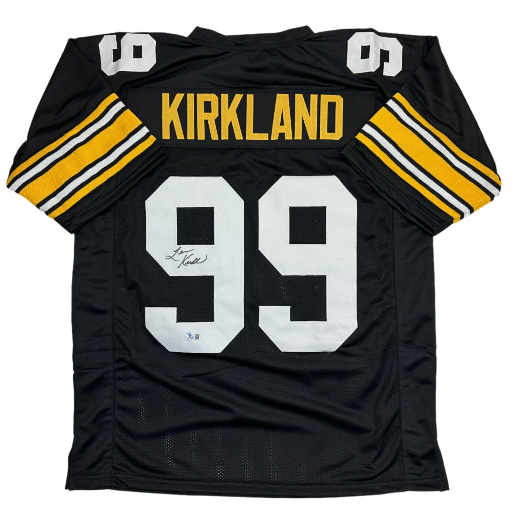 autographed-signed-levon-kirkland-pittsburgh-black-football-jersey-beckett-bas-coa