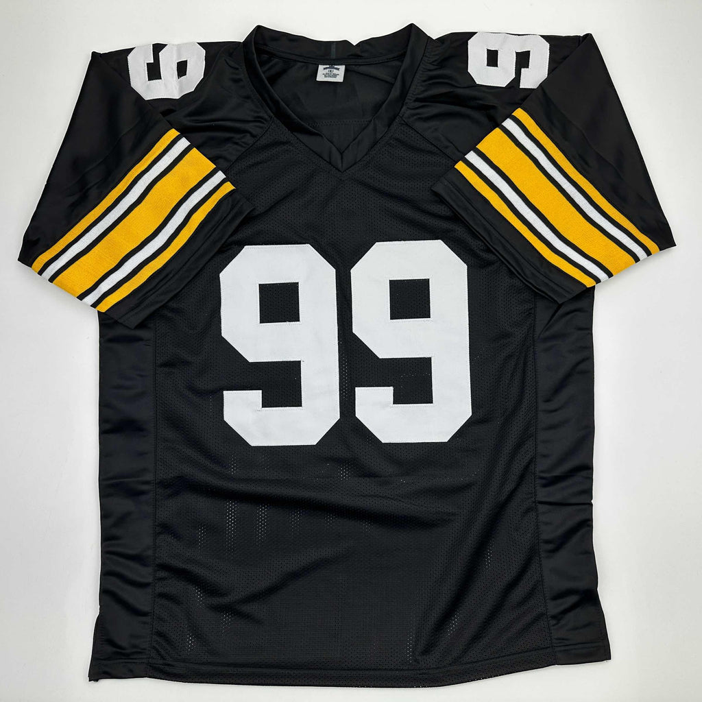 autographed-signed-levon-kirkland-pittsburgh-black-football-jersey-beckett-bas-coa