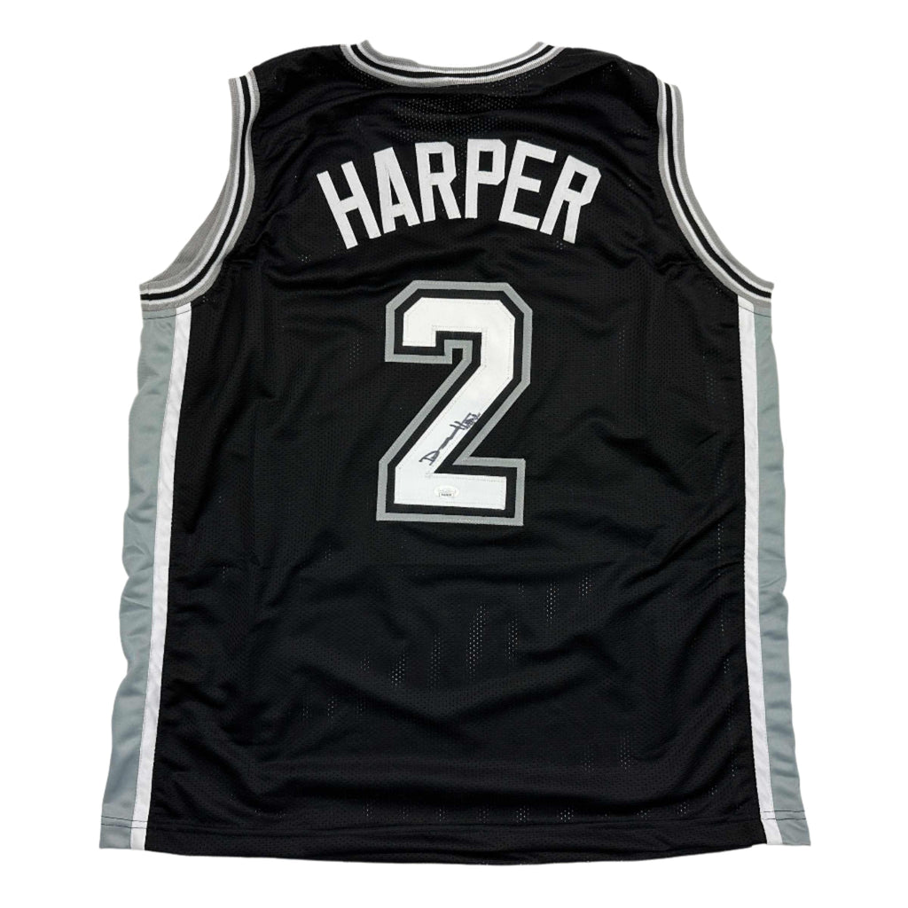 autographed-signed-dylan-harper-san-antonio-black-basketball-jersey-jsa-coa
