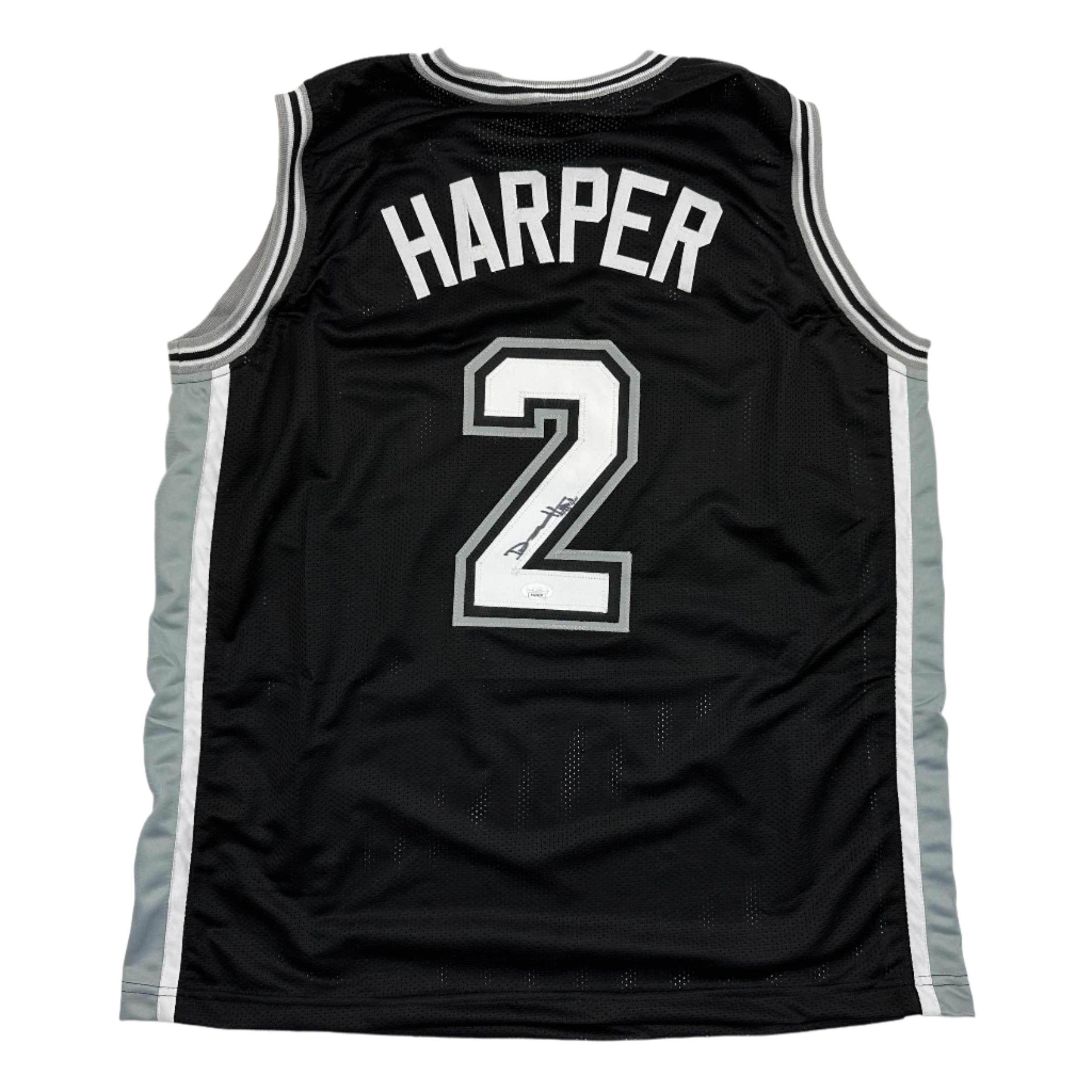 autographed-signed-dylan-harper-san-antonio-black-basketball-jersey-jsa-coa