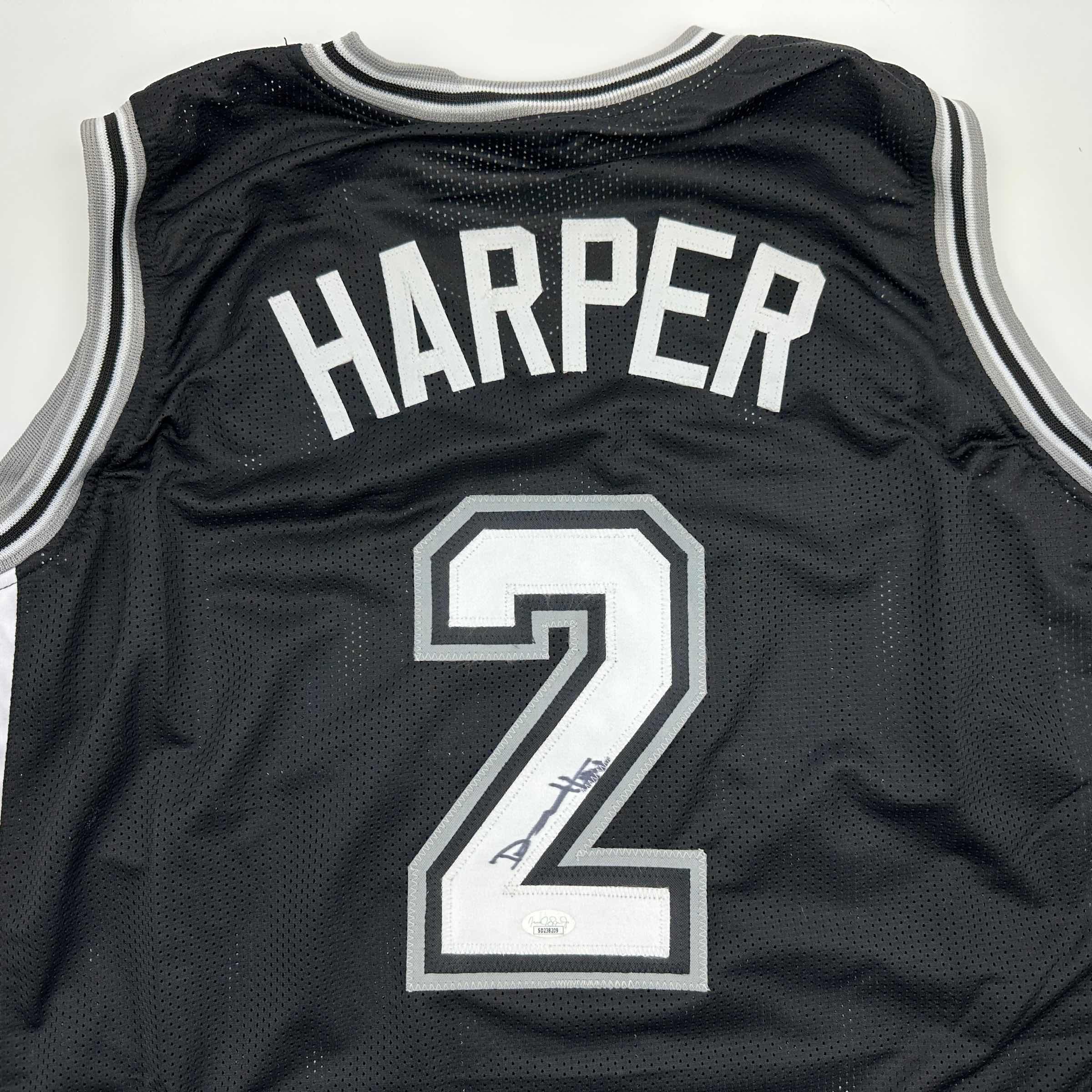 autographed-signed-dylan-harper-san-antonio-black-basketball-jersey-jsa-coa