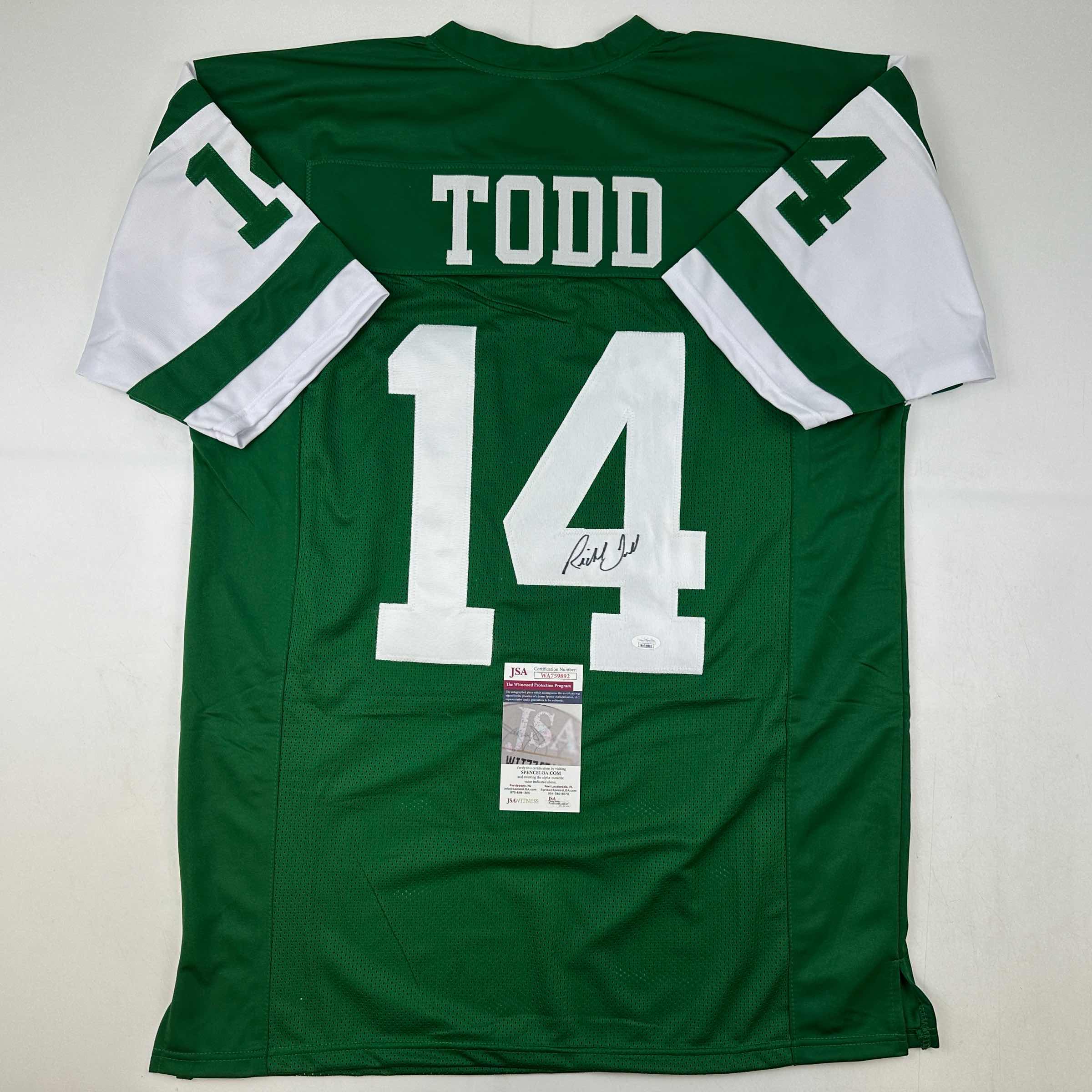 autographed-signed-richard-todd-new-york-green-football-jersey-jsa-coa
