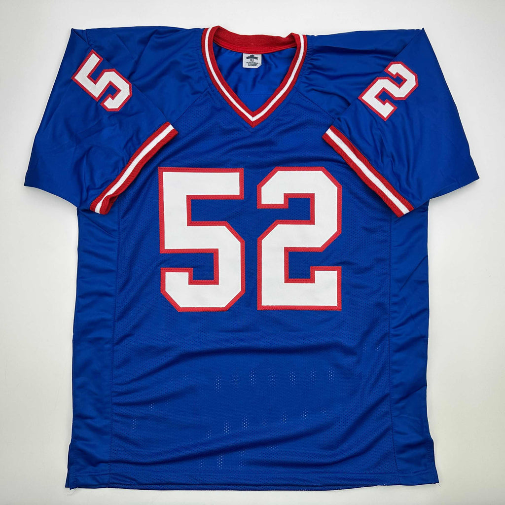 autographed-signed-pepper-johnson-2x-sb-champ-new-york-blue-football-jersey-beckett-bas-coa