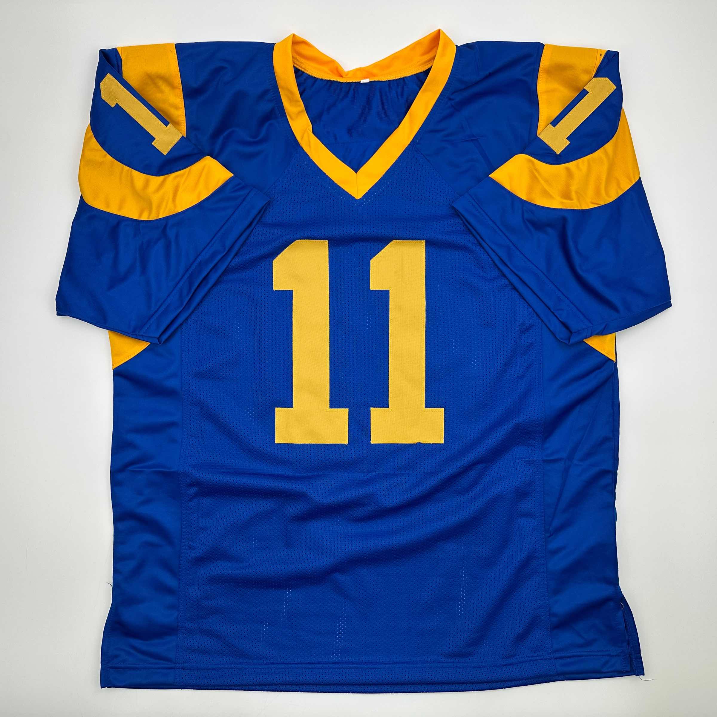 autographed-signed-jim-everett-2x-passing-td-leader-los-angeles-la-blue-football-jersey-beckett-bas-coa
